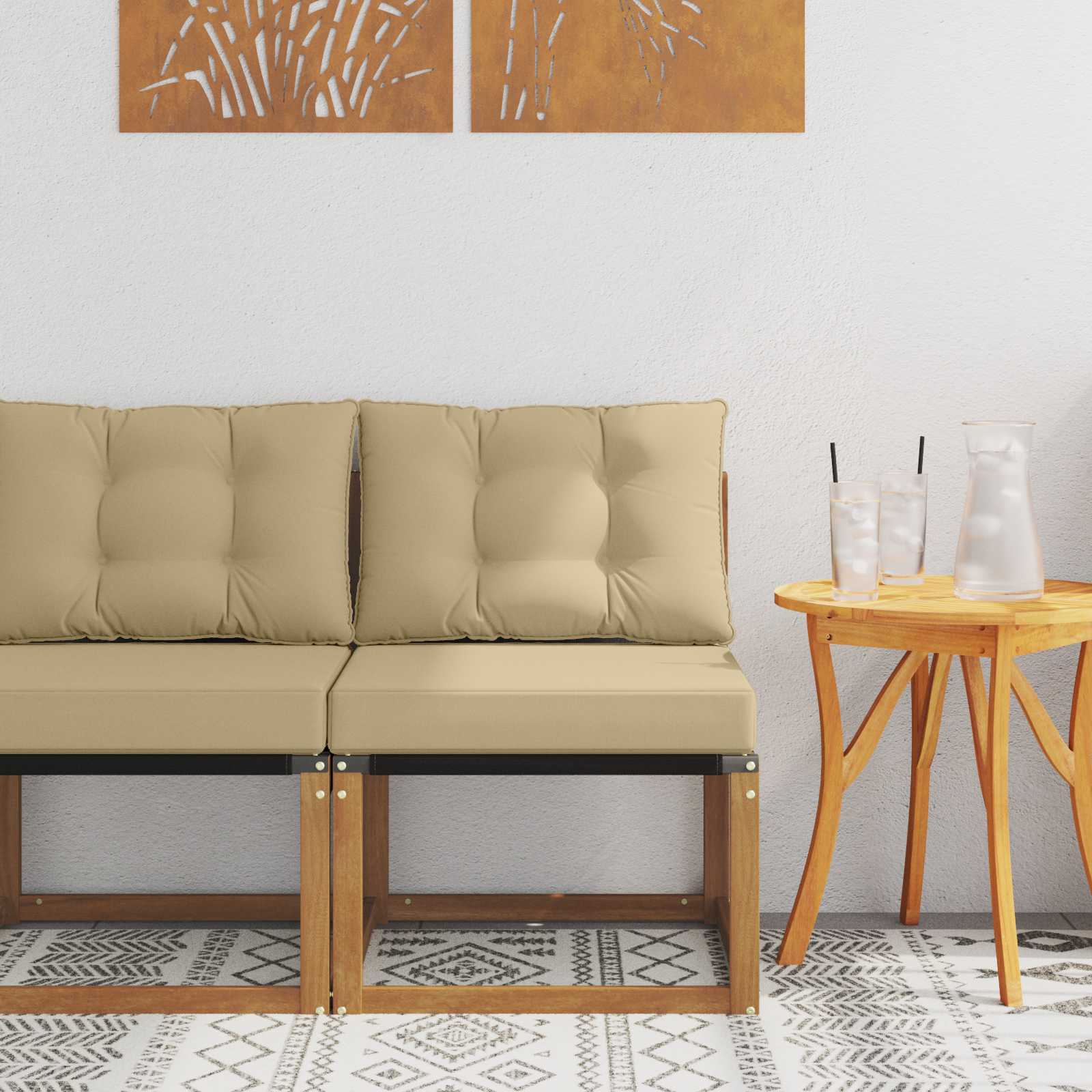 Buitenzitmiddelsofa Massief acaciahout en Textilene Stof is nu te koop bij PeponiXL, paradijselijk wonen!