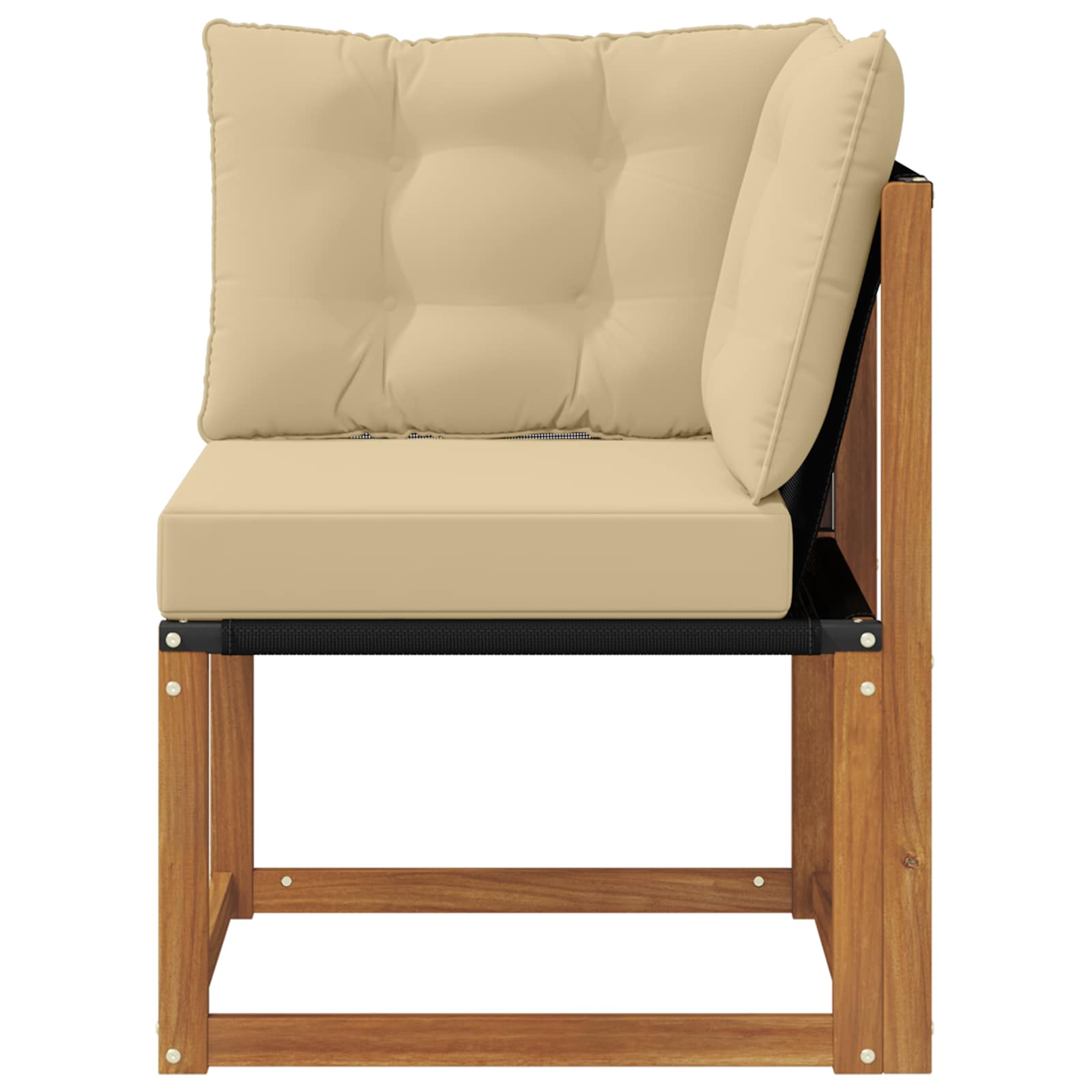 Buiten Hoek Sofa Massief acaciahout en Textilene Stof Naturel is nu te koop bij PeponiXL, paradijselijk wonen!