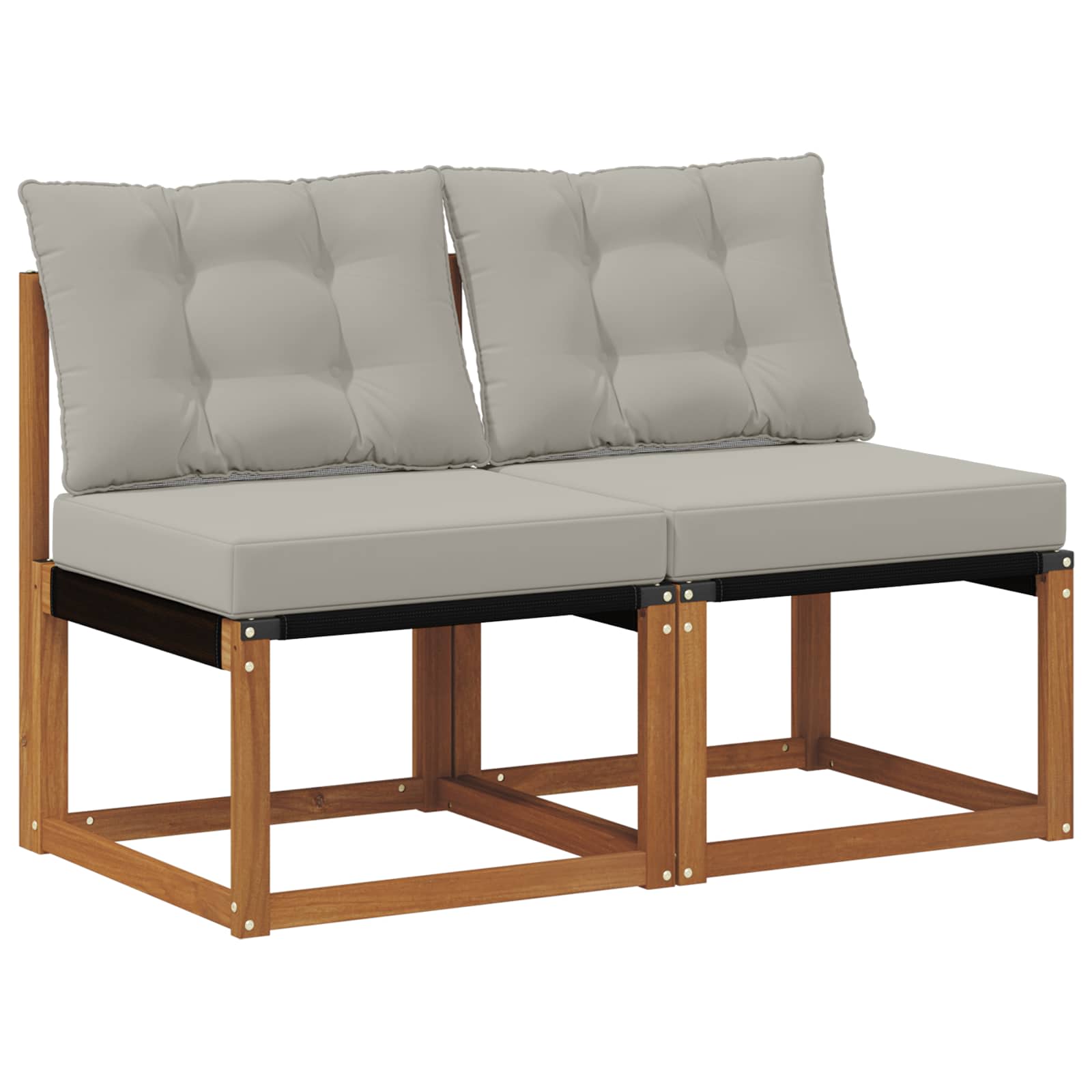 2 Stuk Buitenzitmiddelsofa Massief acaciahout en Textilene Stof is nu te koop bij PeponiXL, paradijselijk wonen!