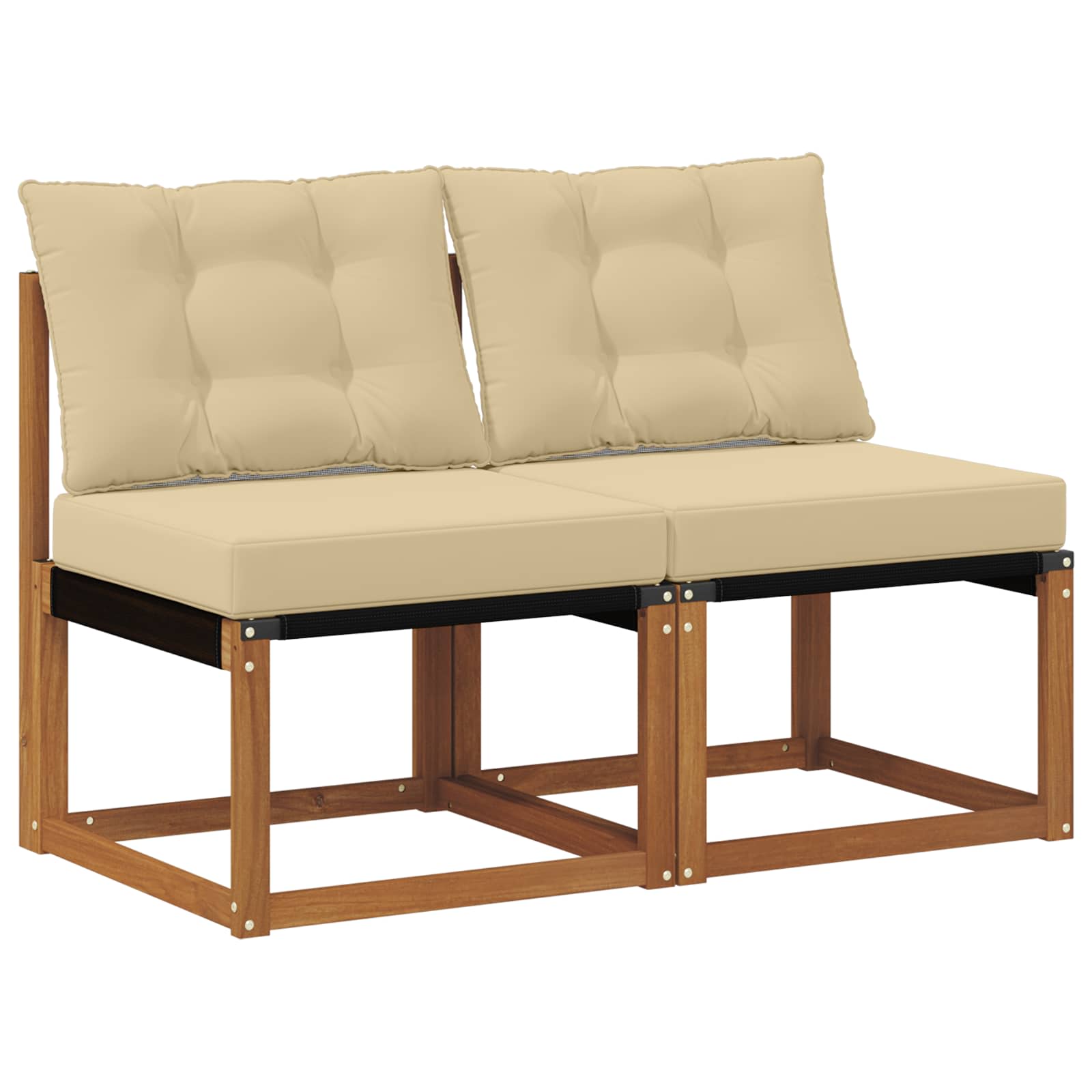 2 Stuk Buitenzitmiddelsofa Massief acaciahout en Textilene Stof is nu te koop bij PeponiXL, paradijselijk wonen!