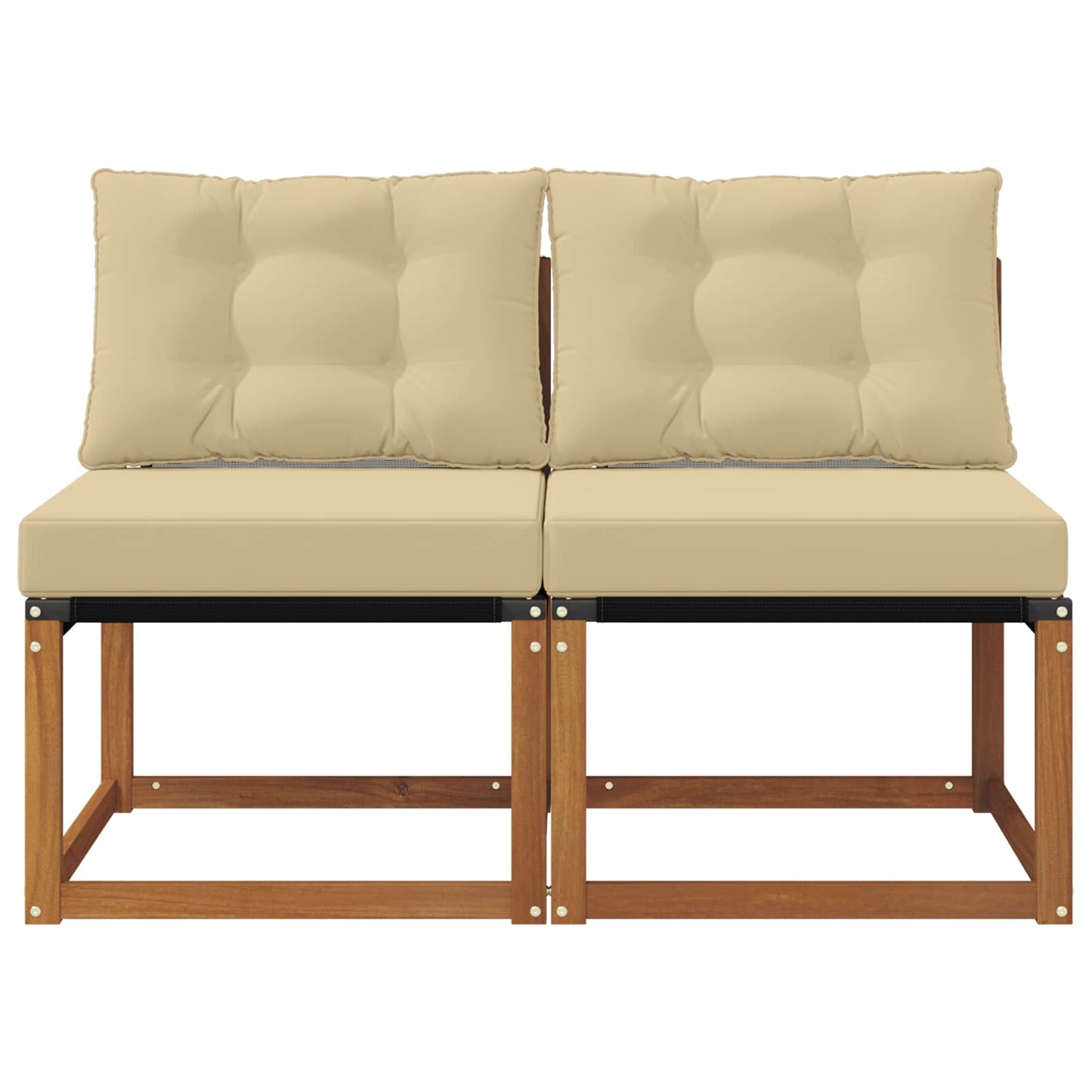 2 Stuk Buitenzitmiddelsofa Massief acaciahout en Textilene Stof is nu te koop bij PeponiXL, paradijselijk wonen!