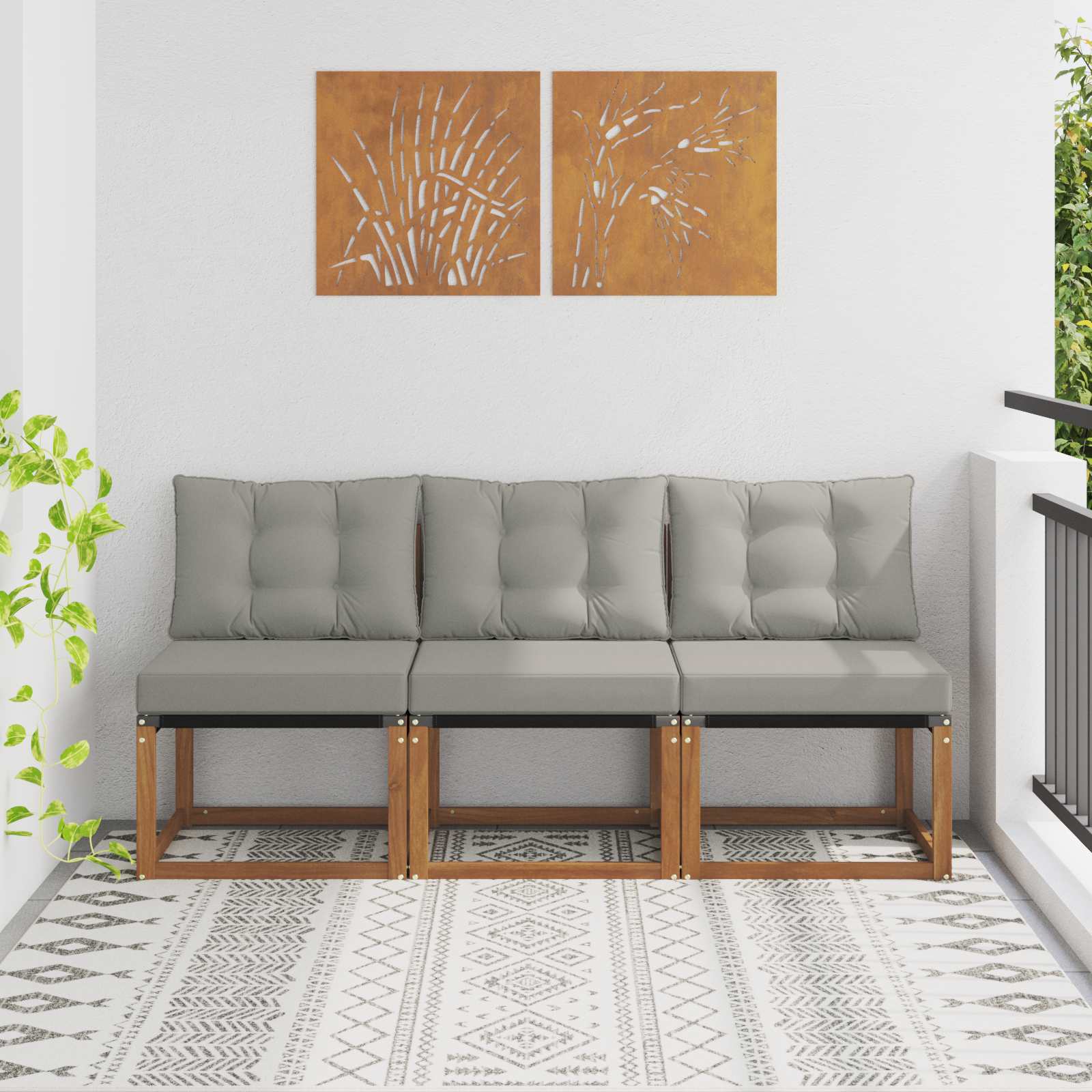 3 Stuk Buitenzitmiddelsofa Massief acaciahout en Textilene Stof is nu te koop bij PeponiXL, paradijselijk wonen!