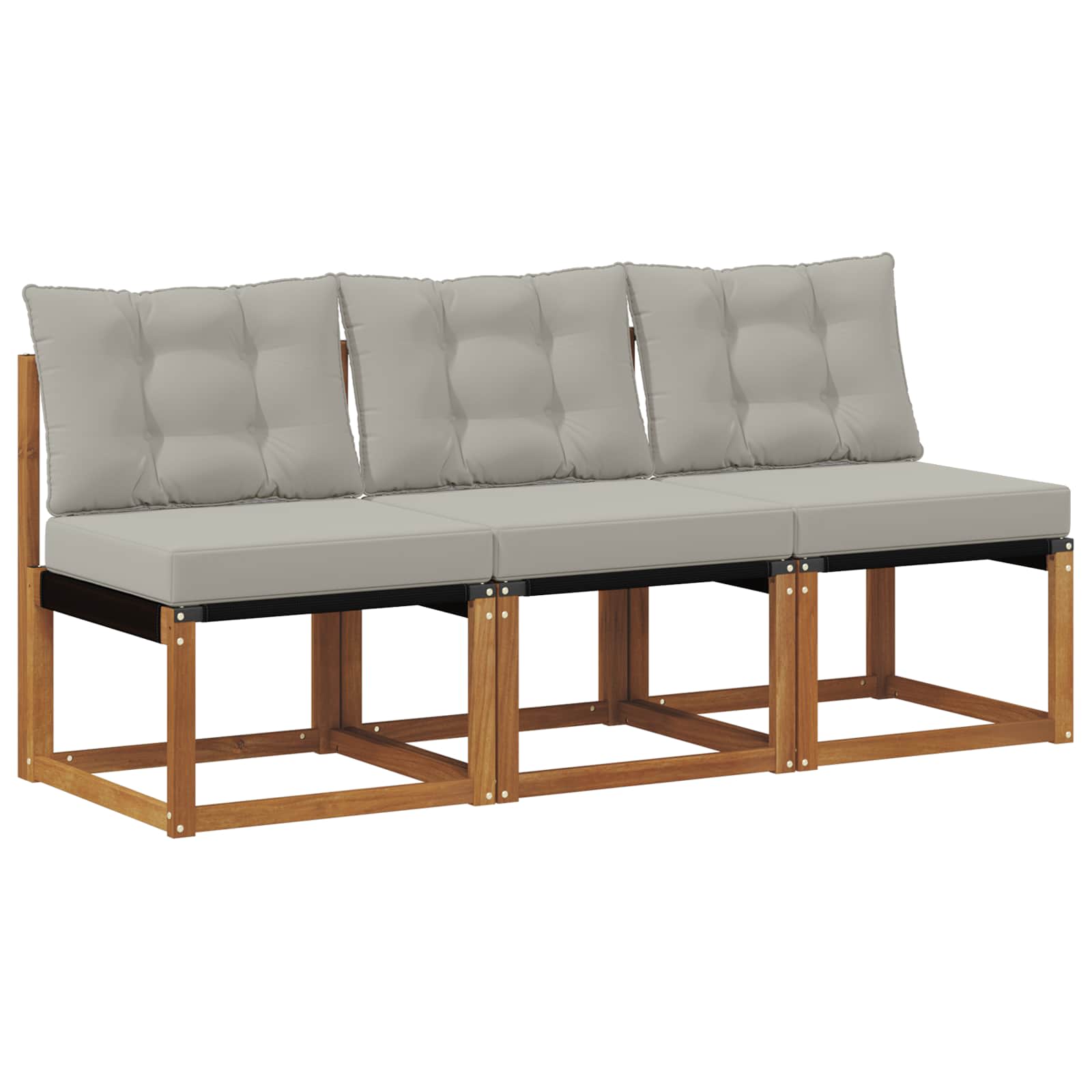3 Stuk Buitenzitmiddelsofa Massief acaciahout en Textilene Stof is nu te koop bij PeponiXL, paradijselijk wonen!