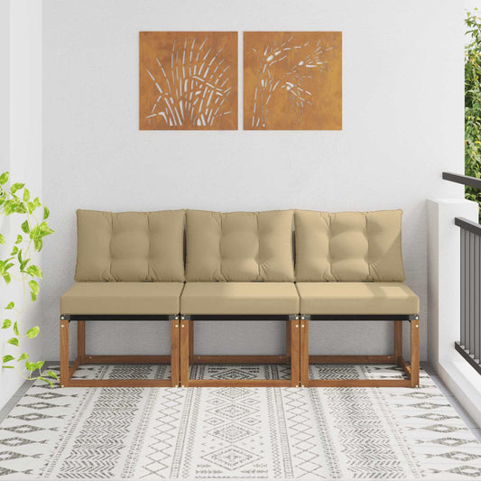 3 Stuk Buitenzitmiddelsofa Massief acaciahout en Textilene Stof is nu te koop bij PeponiXL, paradijselijk wonen!