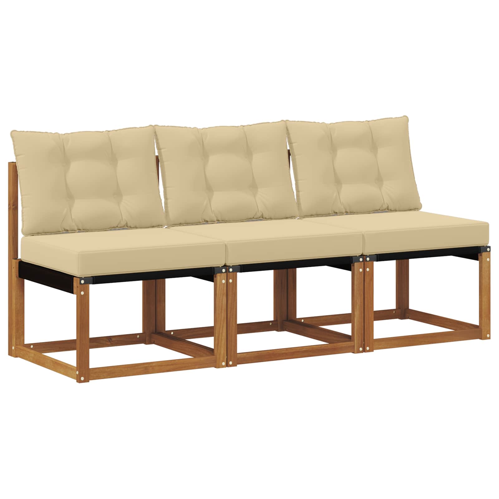 3 Stuk Buitenzitmiddelsofa Massief acaciahout en Textilene Stof is nu te koop bij PeponiXL, paradijselijk wonen!