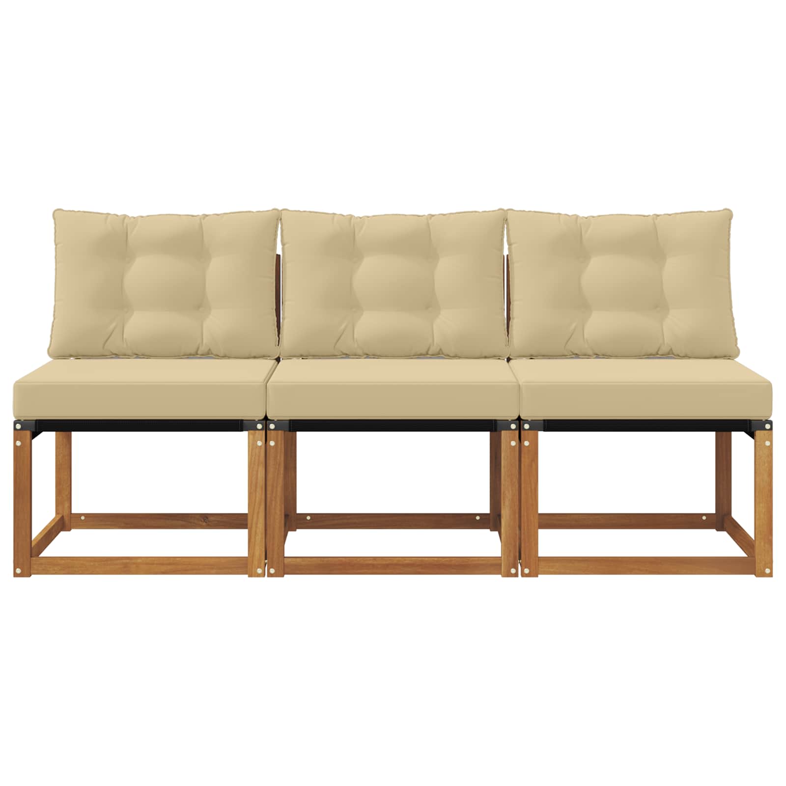 3 Stuk Buitenzitmiddelsofa Massief acaciahout en Textilene Stof is nu te koop bij PeponiXL, paradijselijk wonen!