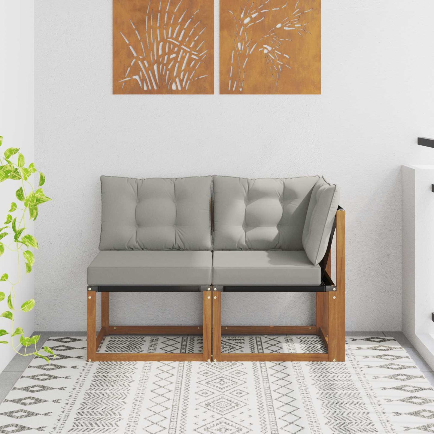 Outdoor Midden- en Hoeksalon met kussen 2 Stuk Naturel is nu te koop bij PeponiXL, paradijselijk wonen!