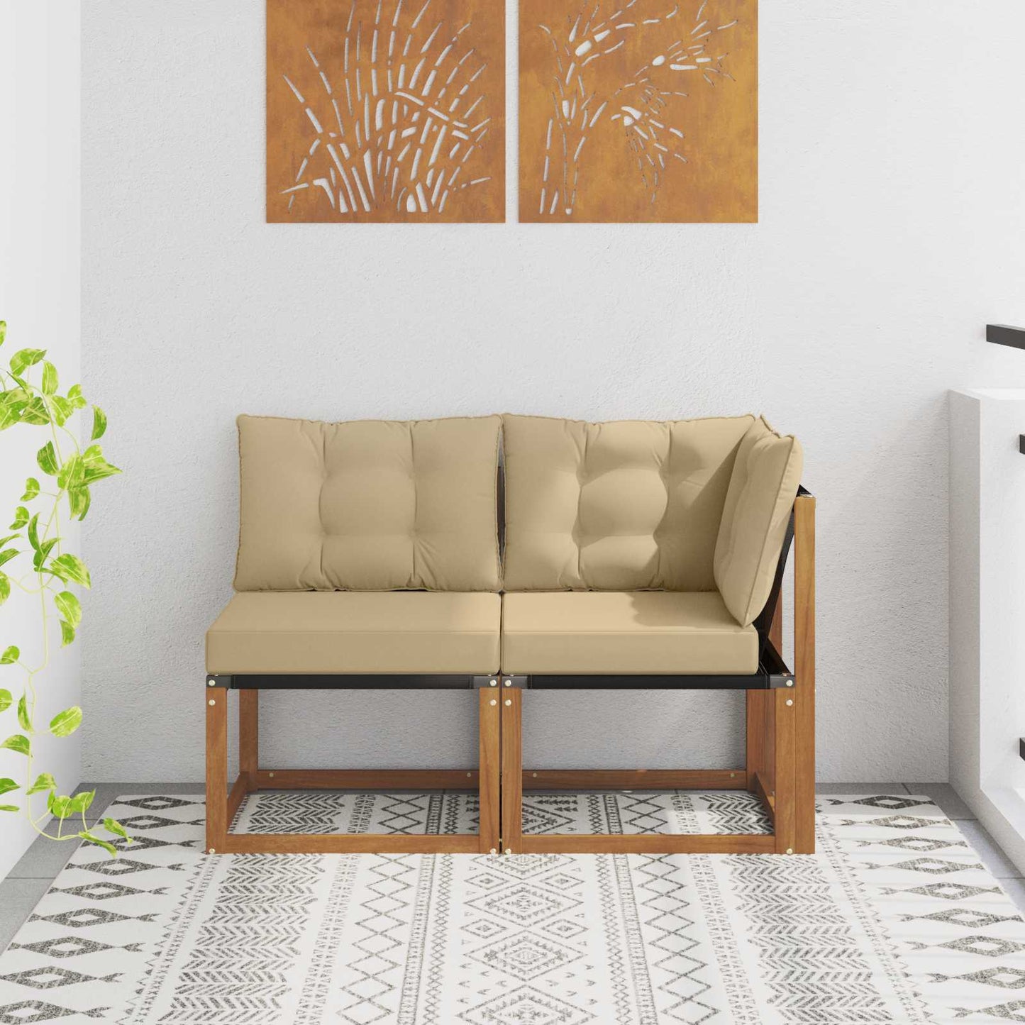 Outdoor Midden- en Hoeksalon met kussen 2 Stuk Naturel is nu te koop bij PeponiXL, paradijselijk wonen!
