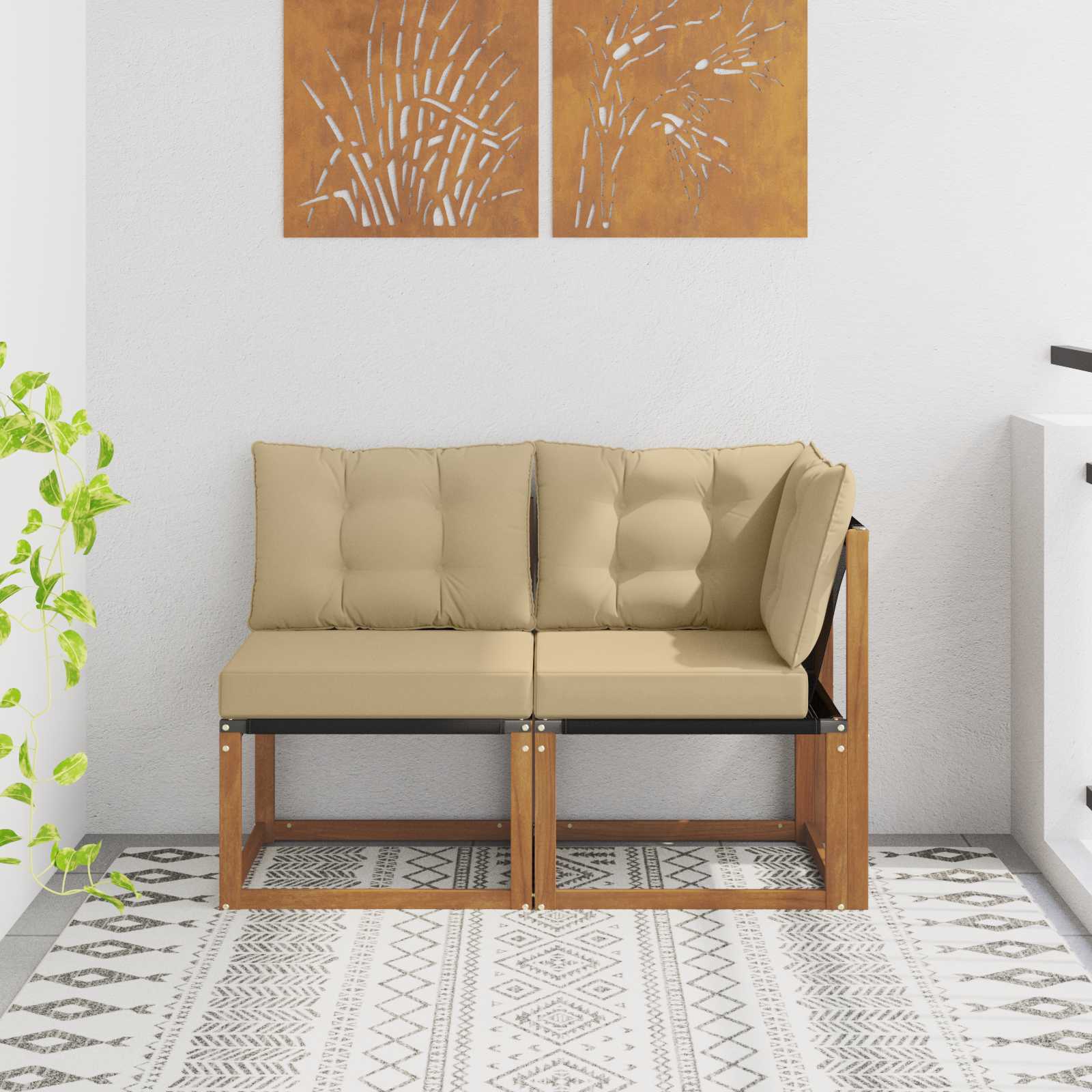 Outdoor Midden- en Hoeksalon met kussen 2 Stuk Naturel is nu te koop bij PeponiXL, paradijselijk wonen!