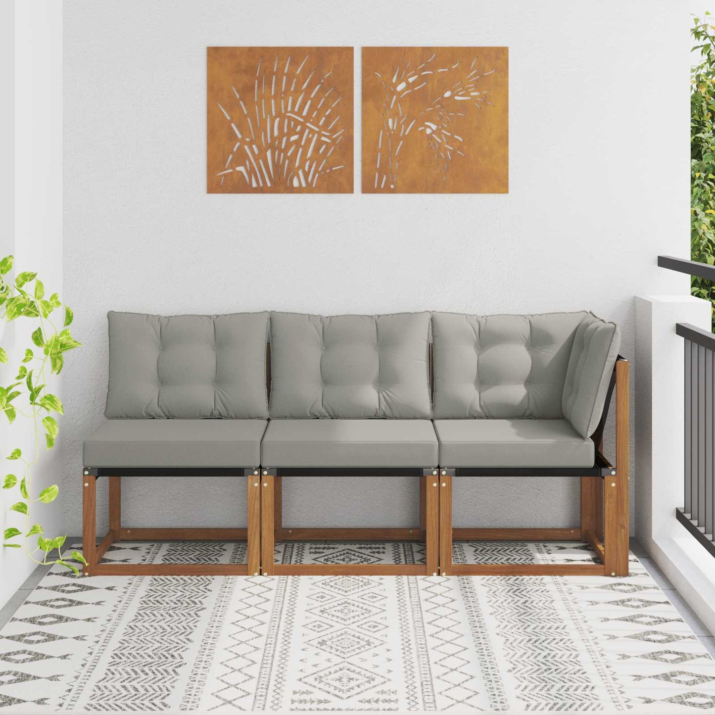 Outdoor Midden- en Hoeksalon met kussen 3 Stuk Naturel is nu te koop bij PeponiXL, paradijselijk wonen!
