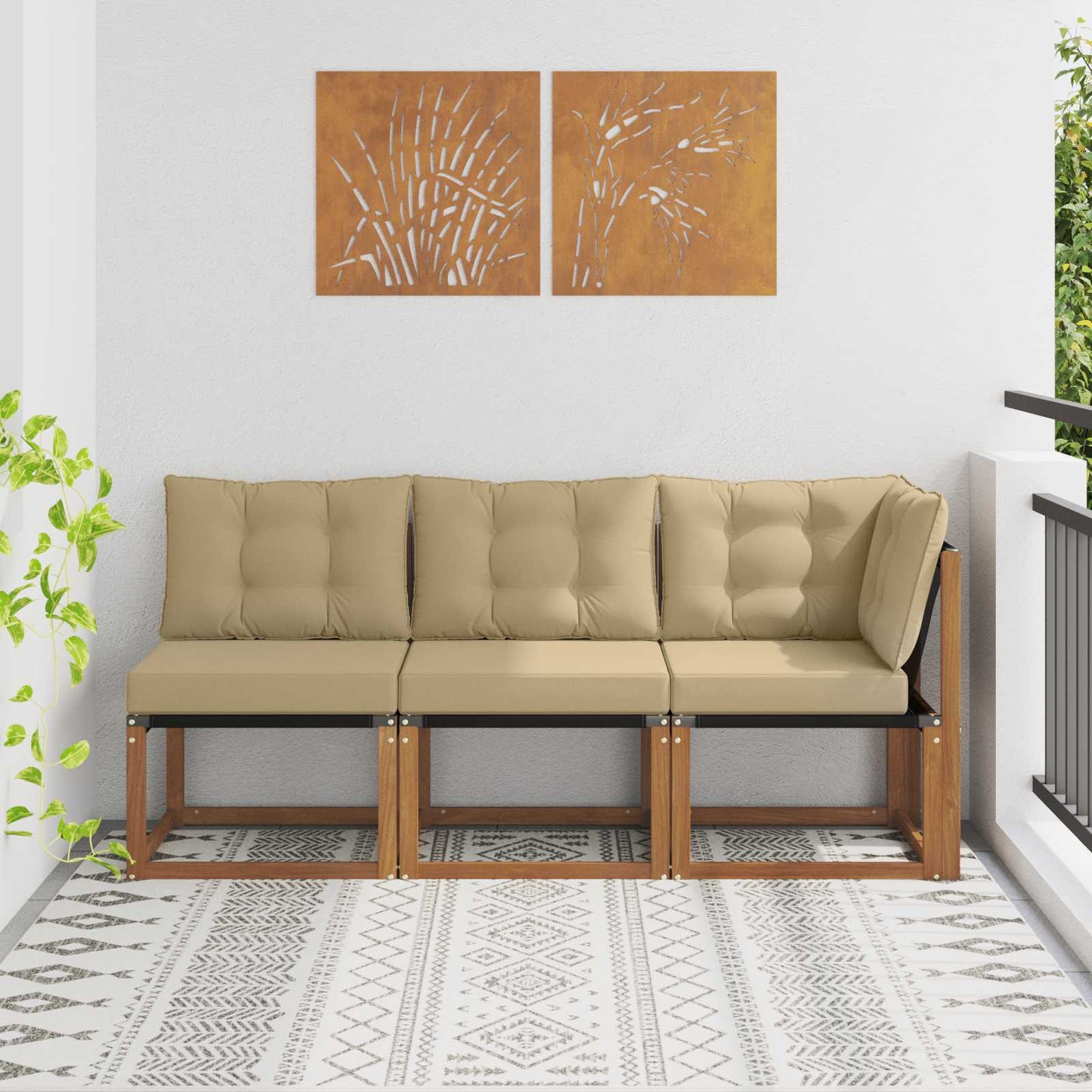 Outdoor Midden- en Hoeksalon met kussen 3 Stuk Naturel is nu te koop bij PeponiXL, paradijselijk wonen!
