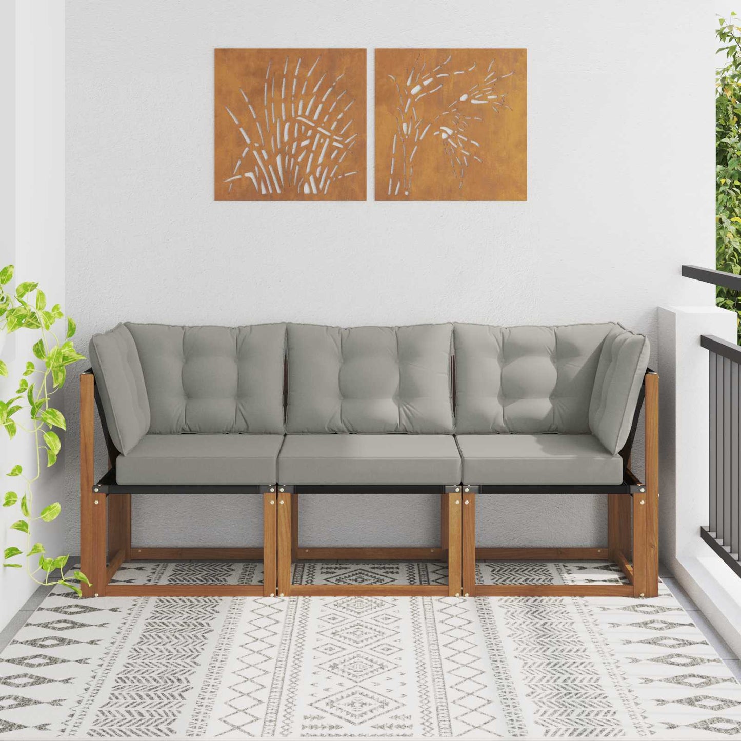 Outdoor Midden- en Hoeksalon met kussen 3 Stuk Naturel is nu te koop bij PeponiXL, paradijselijk wonen!