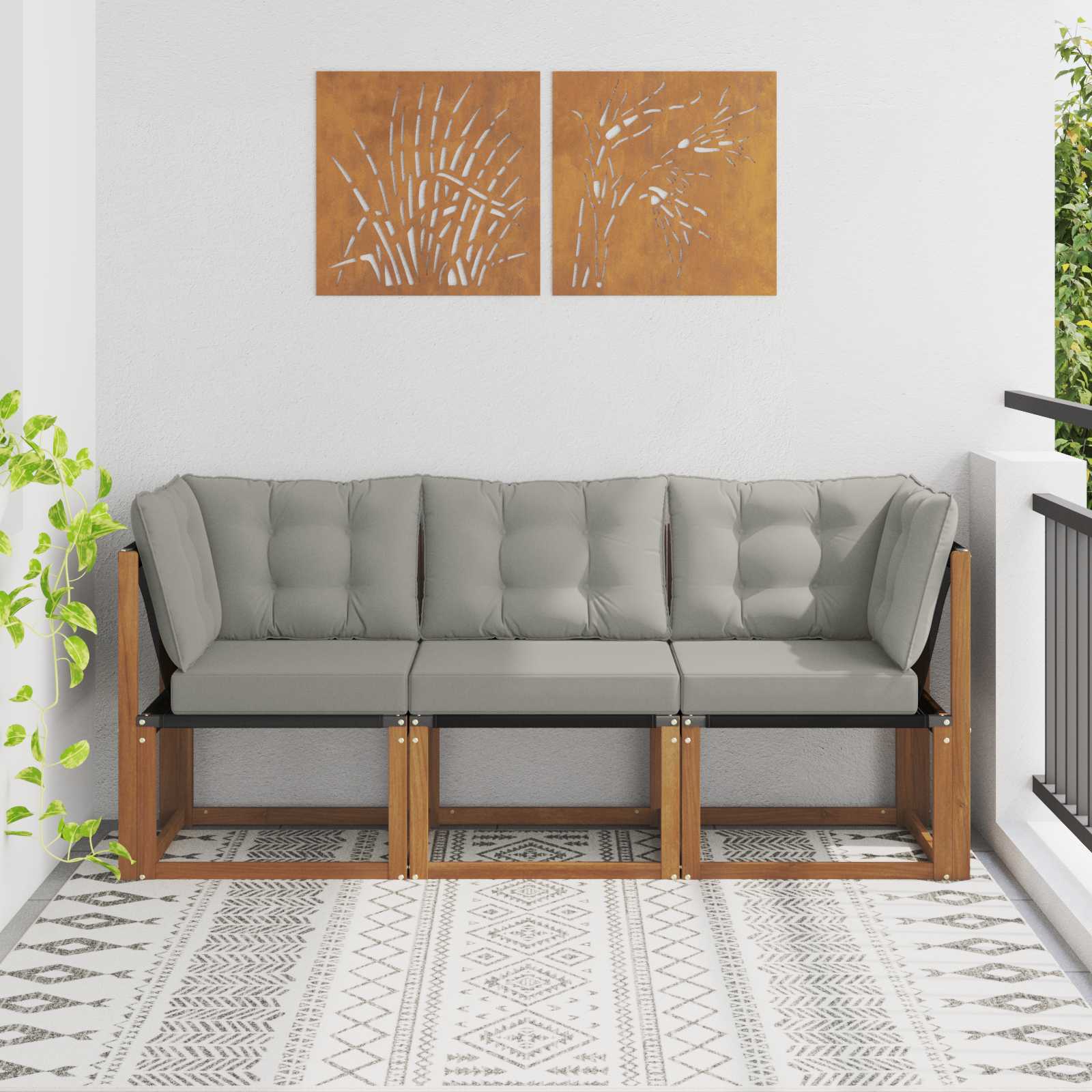 Outdoor Midden- en Hoeksalon met kussen 3 Stuk Naturel is nu te koop bij PeponiXL, paradijselijk wonen!