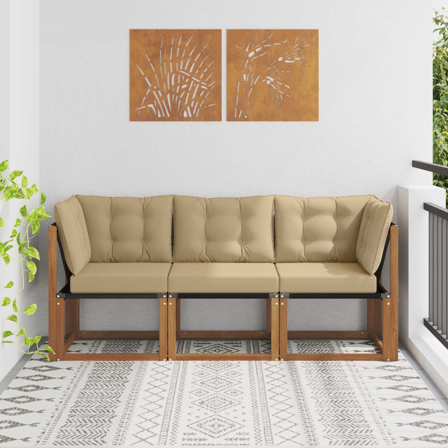 Outdoor Midden- en Hoeksalon met kussen 3 Stuk Naturel is nu te koop bij PeponiXL, paradijselijk wonen!
