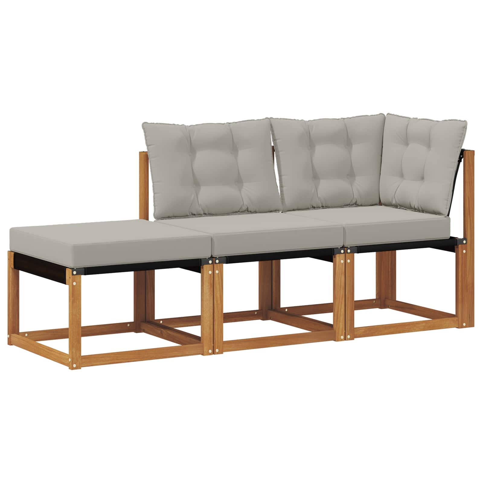 Modulaire buitensofa eenheden 3 Stuk Natuurlijk en Lichtgrijs is nu te koop bij PeponiXL, paradijselijk wonen!