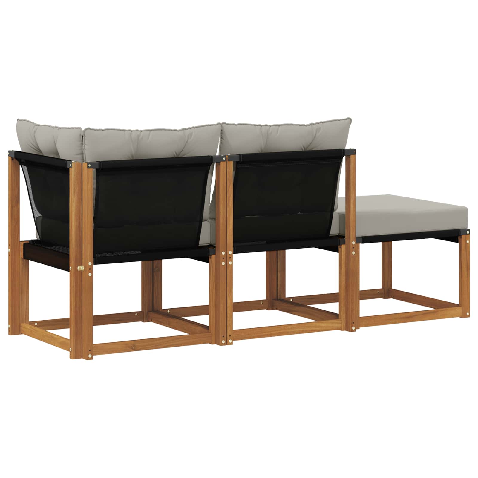 Modulaire buitensofa eenheden 3 Stuk Natuurlijk en Lichtgrijs is nu te koop bij PeponiXL, paradijselijk wonen!