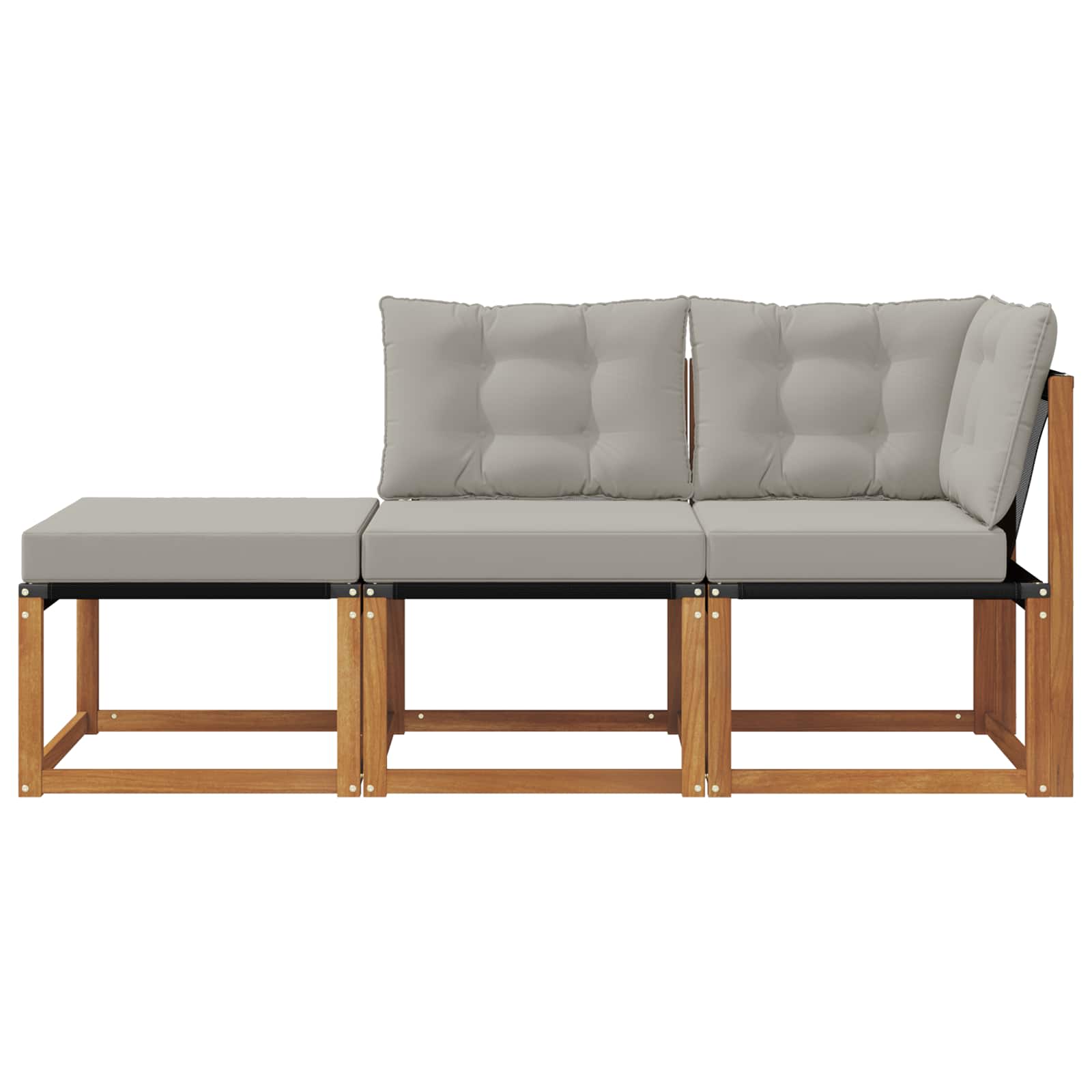 Modulaire buitensofa eenheden 3 Stuk Natuurlijk en Lichtgrijs is nu te koop bij PeponiXL, paradijselijk wonen!