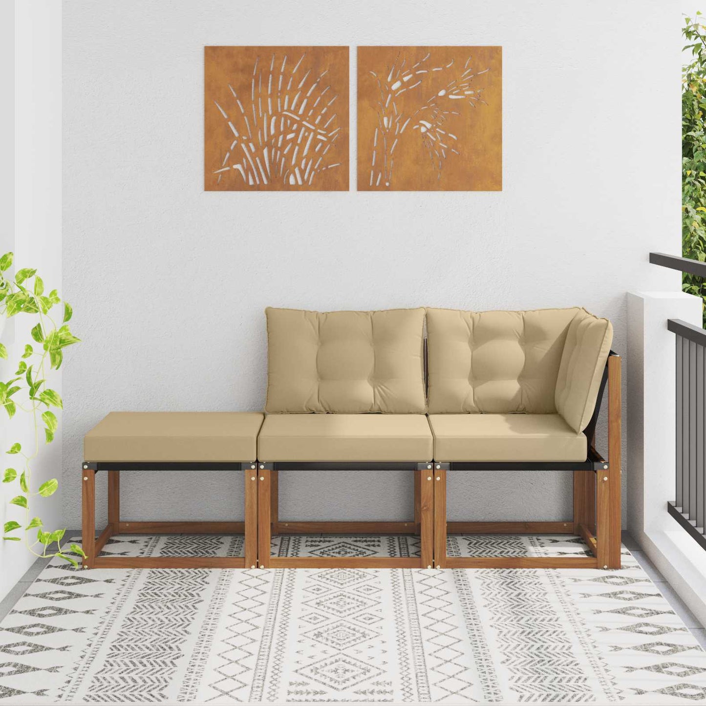 Modulaire buitensofa eenheden 3 Stuk Natuurlijk en Beige is nu te koop bij PeponiXL, paradijselijk wonen!