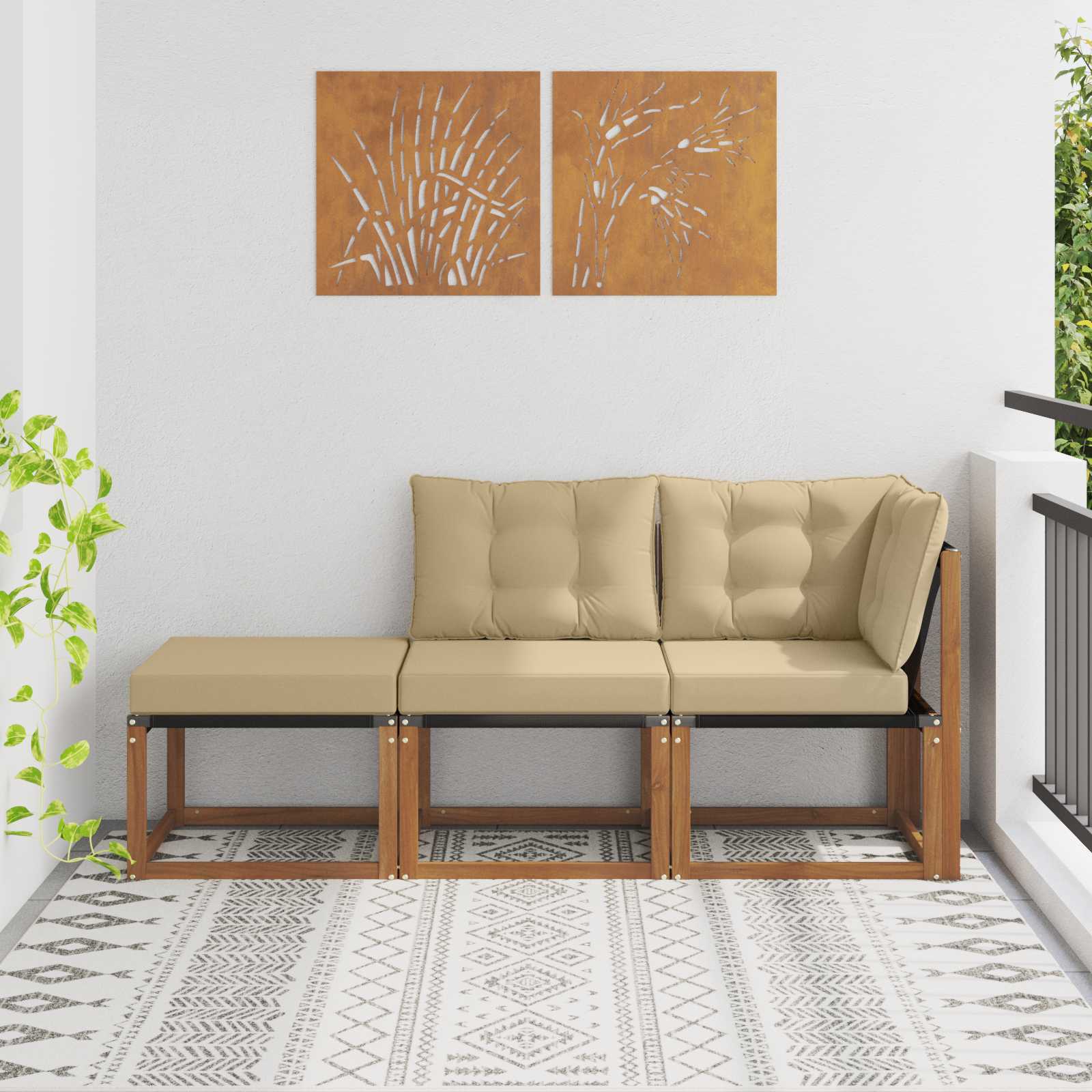 Modulaire buitensofa eenheden 3 Stuk Natuurlijk en Beige is nu te koop bij PeponiXL, paradijselijk wonen!