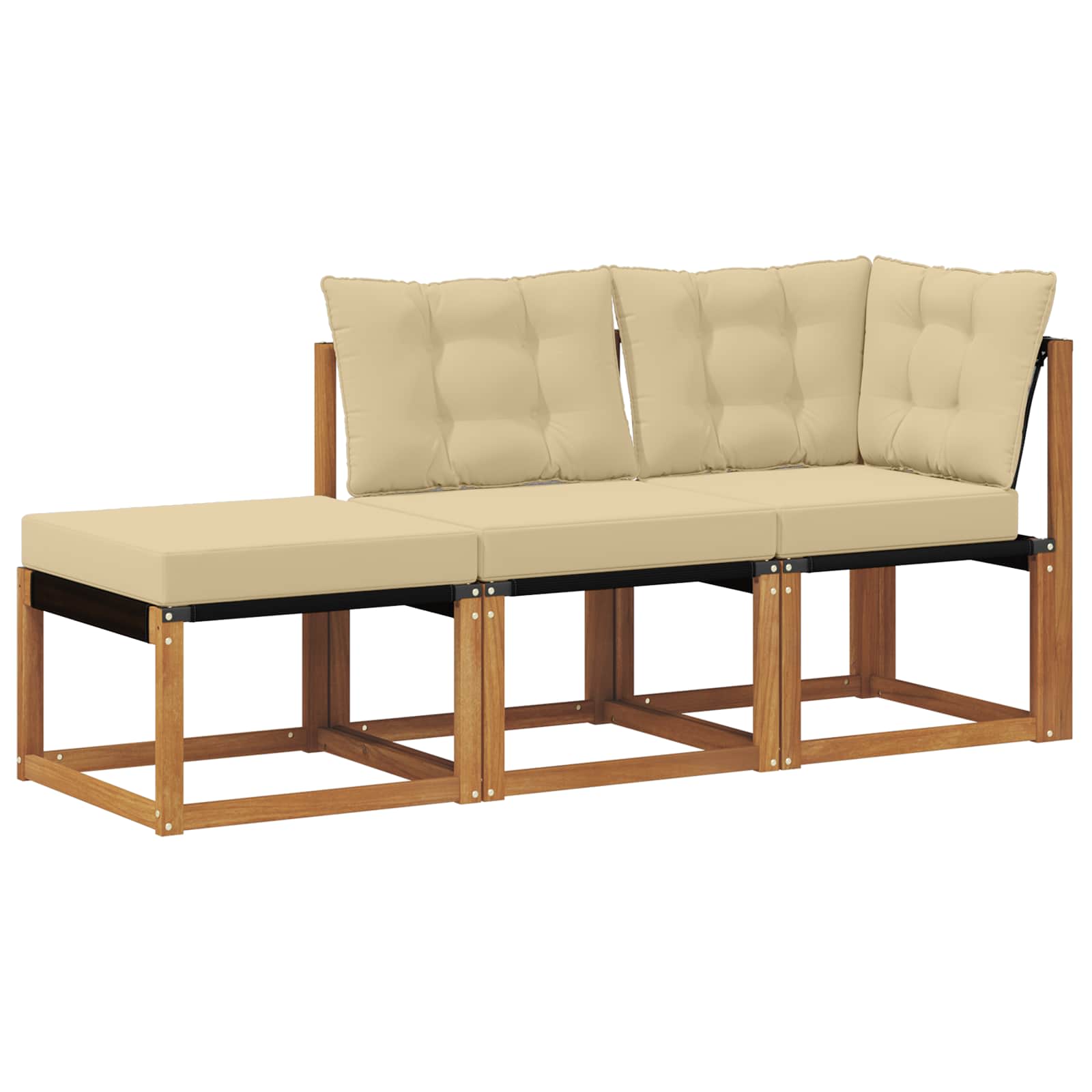 Modulaire buitensofa eenheden 3 Stuk Natuurlijk en Beige is nu te koop bij PeponiXL, paradijselijk wonen!