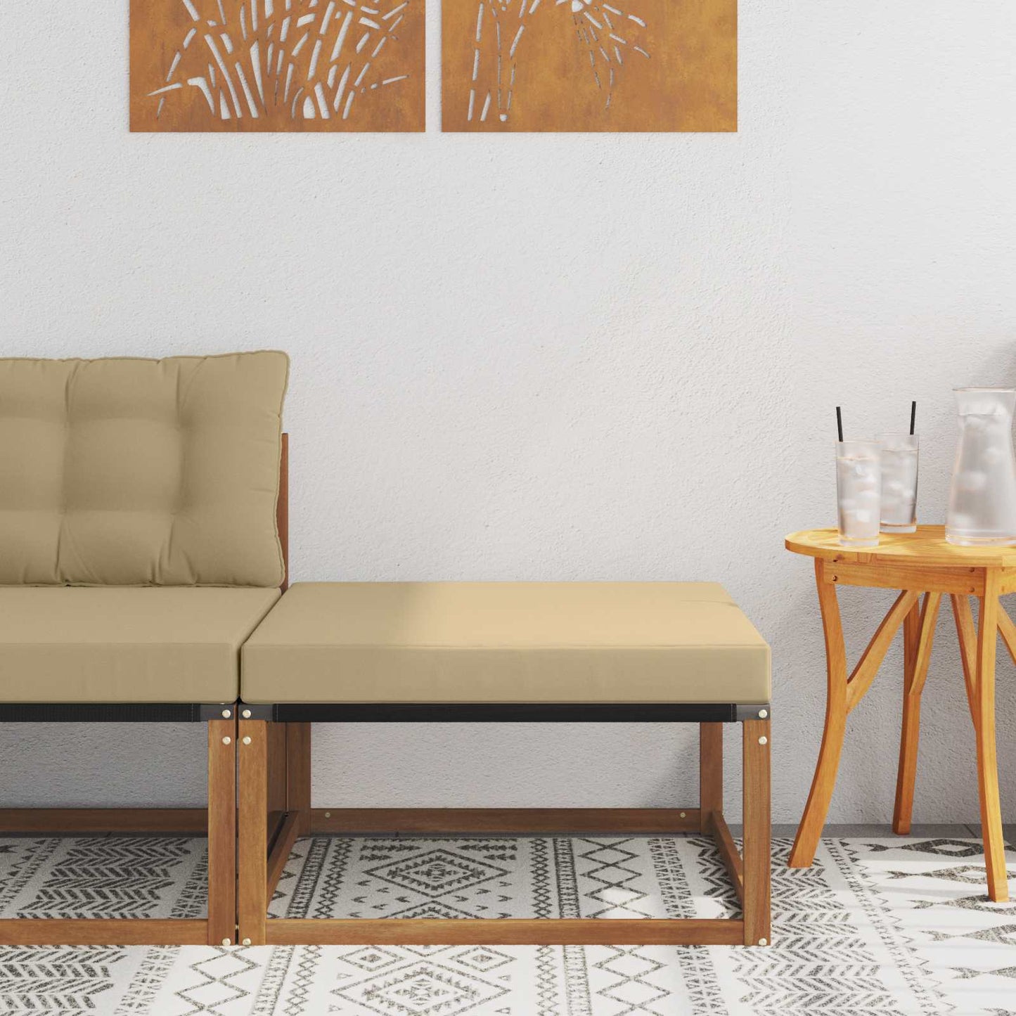 Outdoor Hocker Massief Acaciahout en Textilene Naturel is nu te koop bij PeponiXL, paradijselijk wonen!