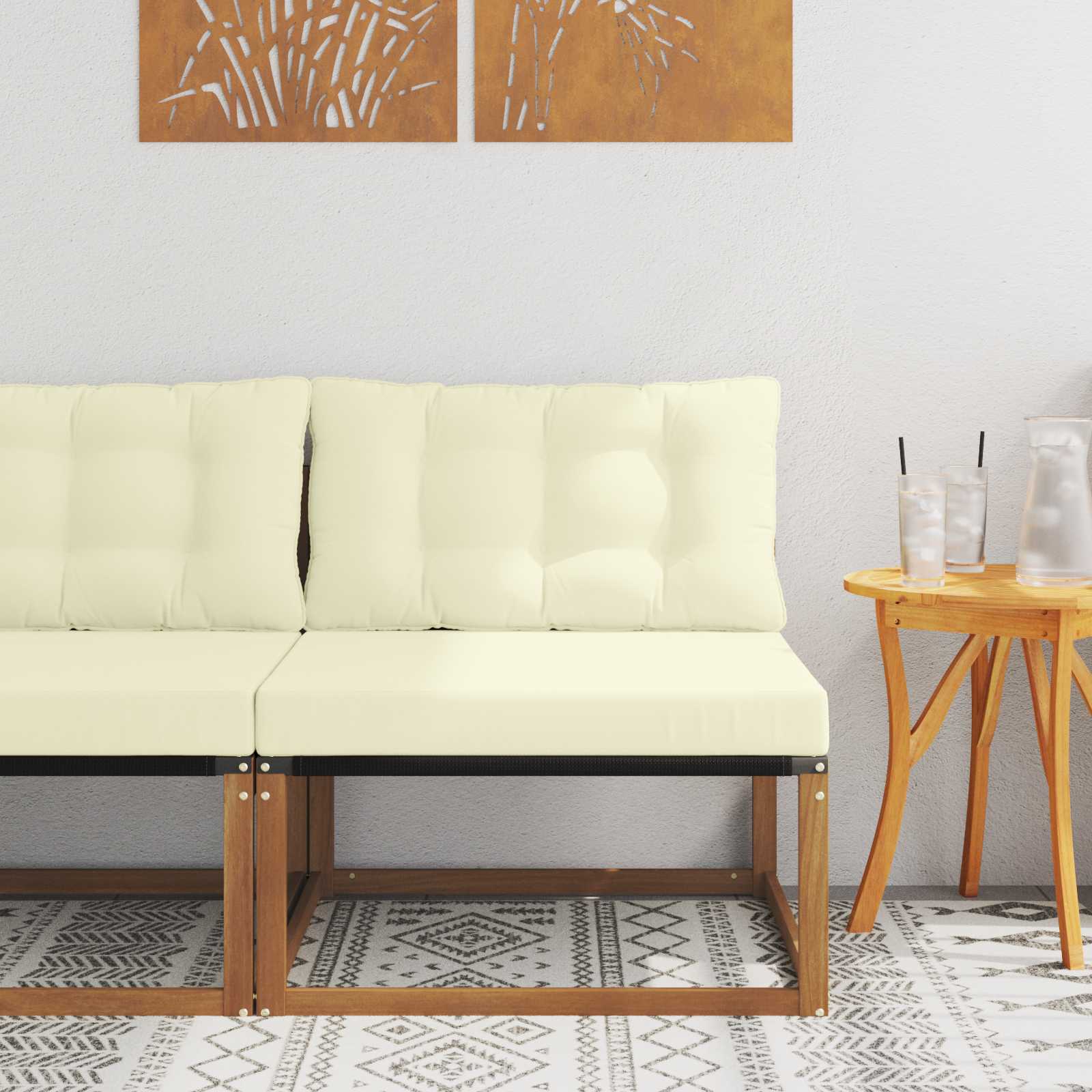 Buiten Midden Sofa Massief Acaciahout en Textilene Naturel is nu te koop bij PeponiXL, paradijselijk wonen!