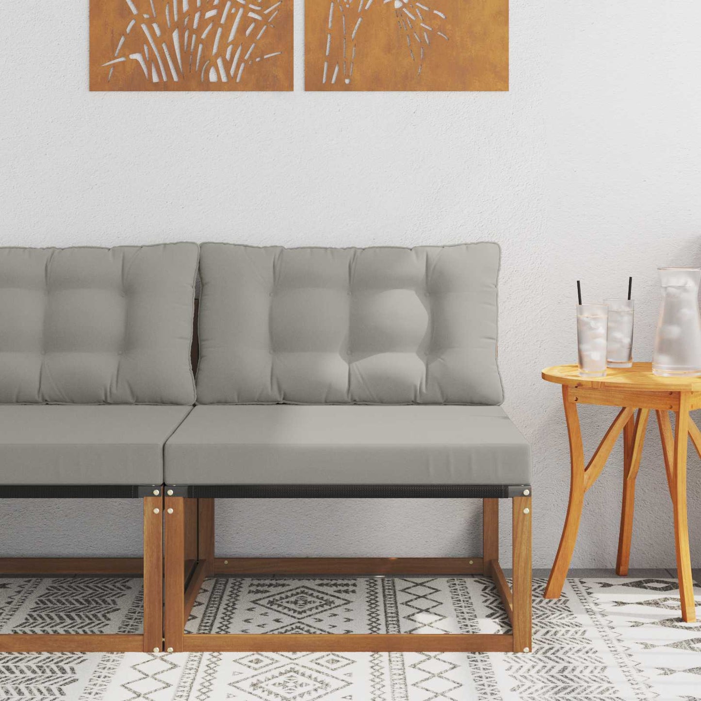 Buiten Midden Sofa Massief Acaciahout en Textilene Naturel is nu te koop bij PeponiXL, paradijselijk wonen!