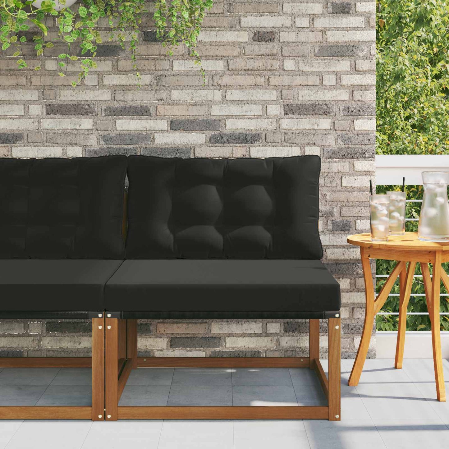 Buiten Midden Sofa Massief Acaciahout en Textilene Naturel is nu te koop bij PeponiXL, paradijselijk wonen!