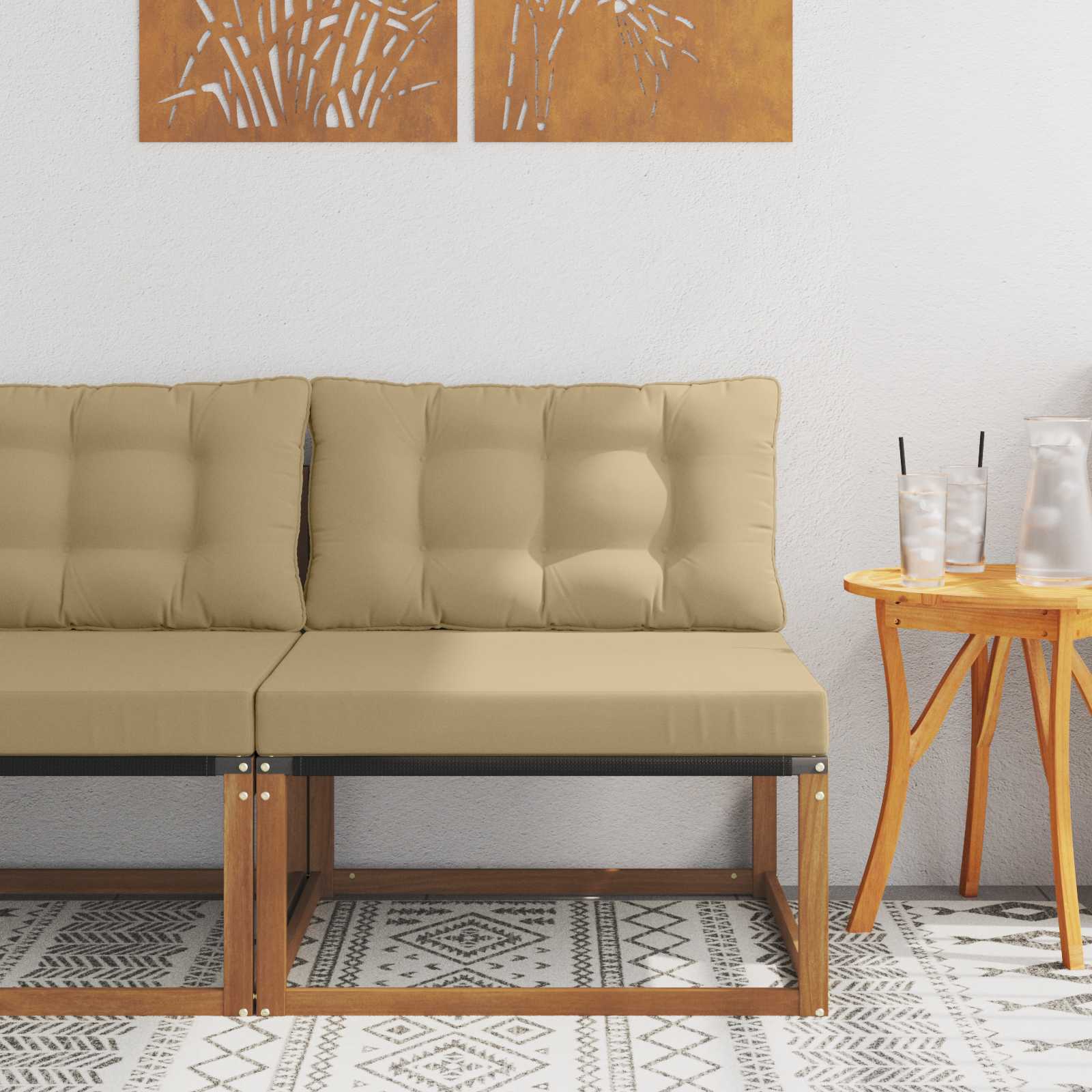 Sectie Sofa Eenheden Massief Acaciahout en Textilene Naturel is nu te koop bij PeponiXL, paradijselijk wonen!