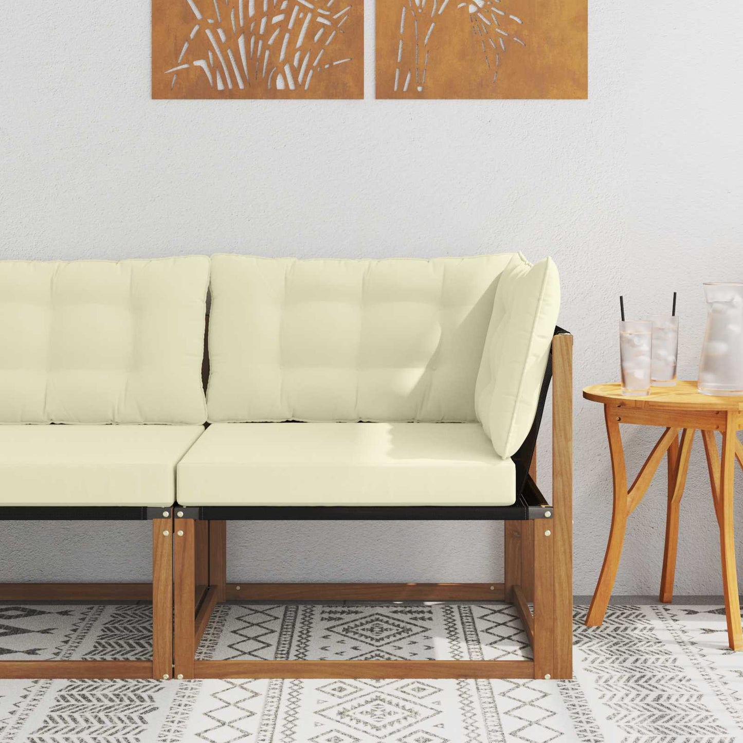 Buiten Hoek Sofa Massief Acaciahout en Textilene Naturel is nu te koop bij PeponiXL, paradijselijk wonen!