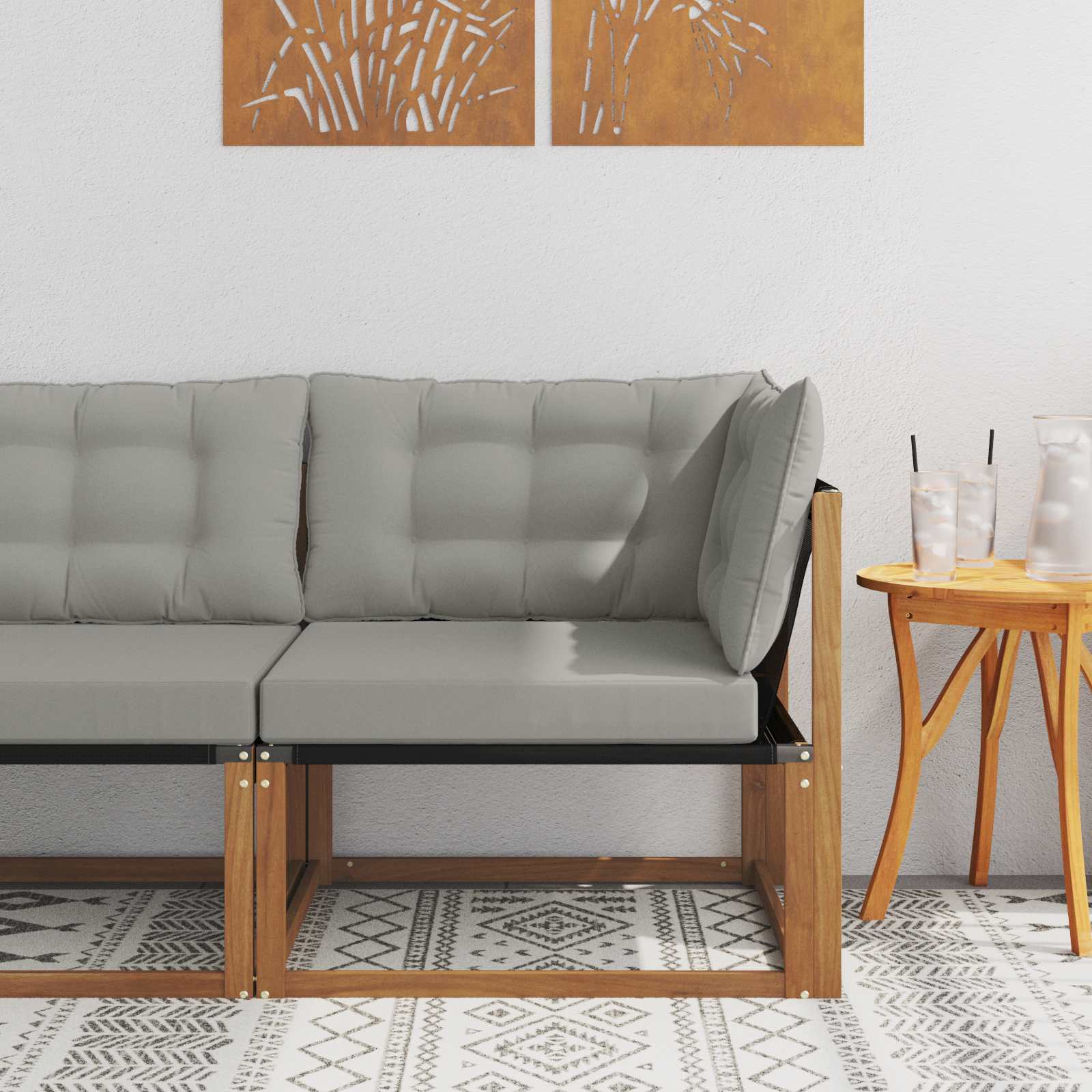 Buiten Hoek Sofa Massief Acaciahout en Textilene Naturel is nu te koop bij PeponiXL, paradijselijk wonen!
