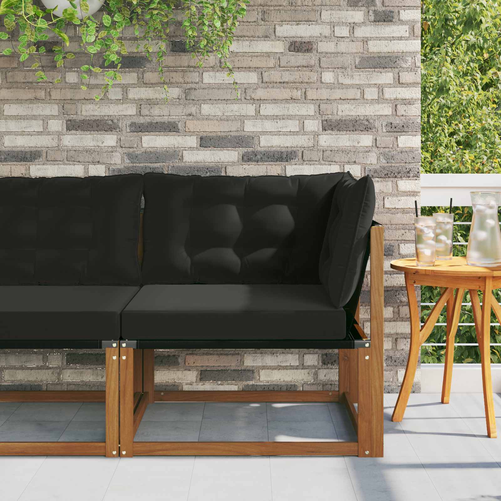 Buiten Hoek Sofa Massief Acaciahout en Textilene Naturel is nu te koop bij PeponiXL, paradijselijk wonen!