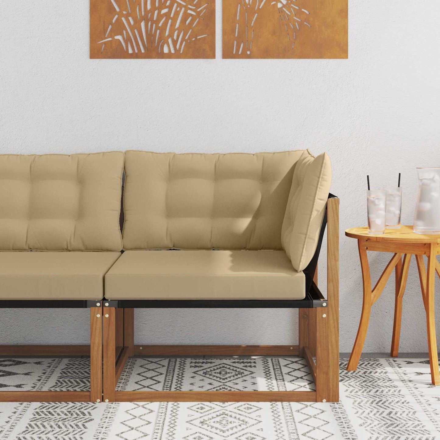 Buiten Hoek Sofa Massief Acaciahout en Textilene Naturel is nu te koop bij PeponiXL, paradijselijk wonen!