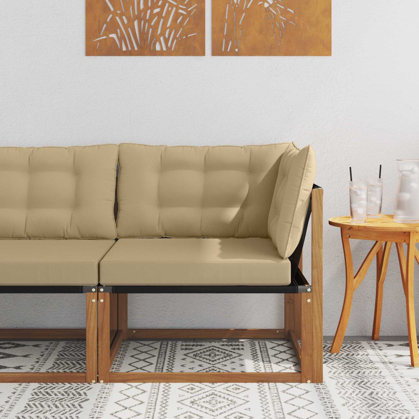 Buiten Hoek Sofa Massief Acaciahout en Textilene Naturel is nu te koop bij PeponiXL, paradijselijk wonen!