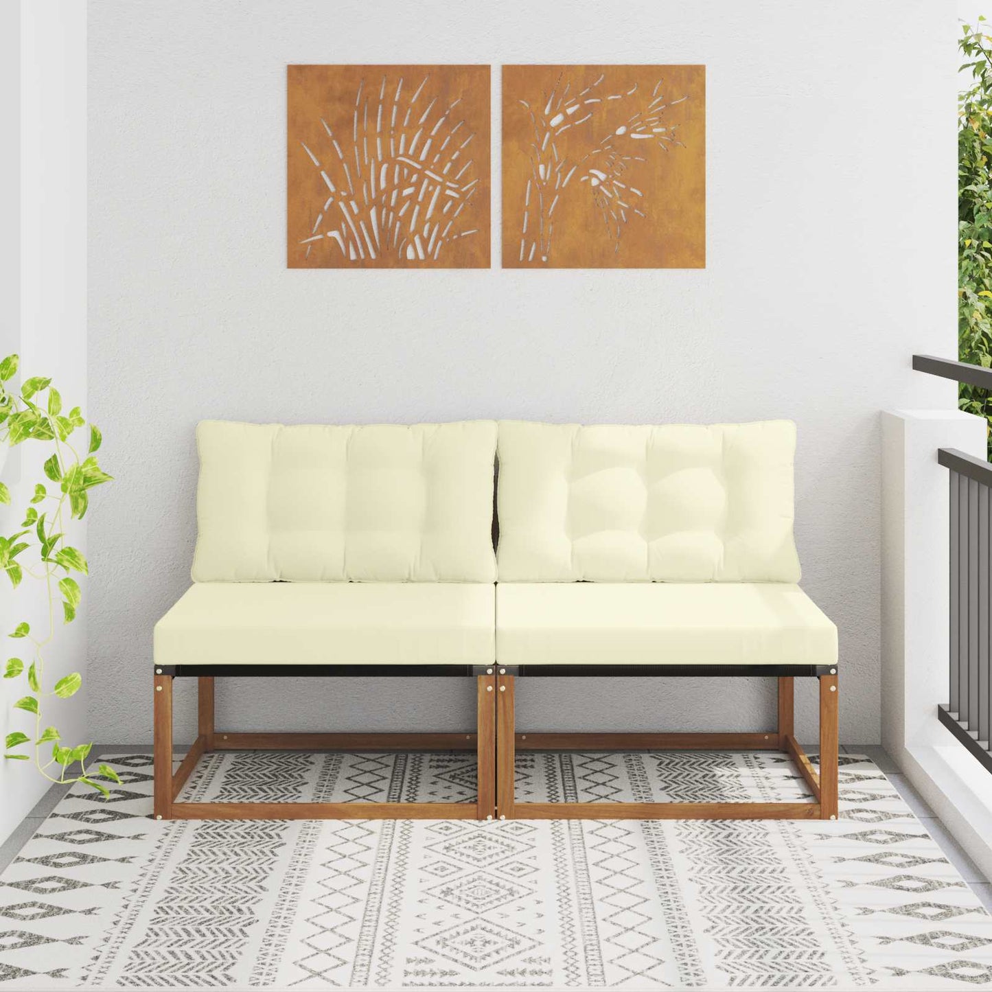 2 Stuk Buiten Midden Sofa Massief Acaciahout en Textilene is nu te koop bij PeponiXL, paradijselijk wonen!