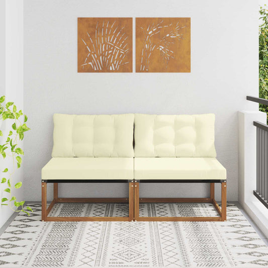 2 Stuk Buiten Midden Sofa Massief Acaciahout en Textilene is nu te koop bij PeponiXL, paradijselijk wonen!