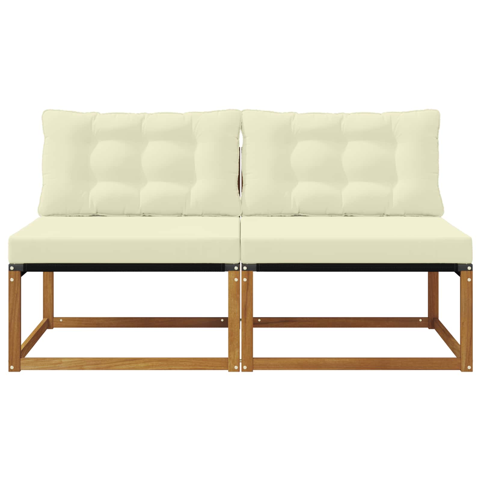 2 Stuk Buiten Midden Sofa Massief Acaciahout en Textilene is nu te koop bij PeponiXL, paradijselijk wonen!