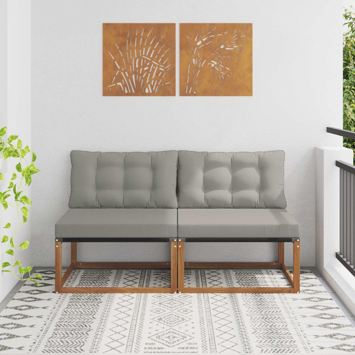 2 Stuk Buiten Midden Sofa Massief Acaciahout en Textilene is nu te koop bij PeponiXL, paradijselijk wonen!
