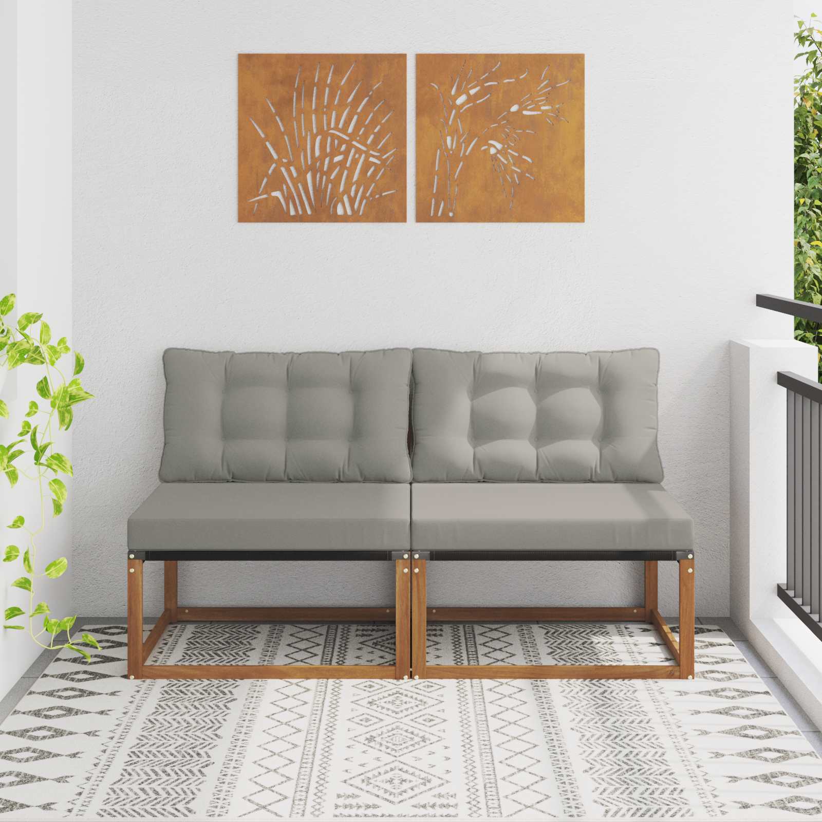 2 Stuk Buiten Midden Sofa Massief Acaciahout en Textilene is nu te koop bij PeponiXL, paradijselijk wonen!