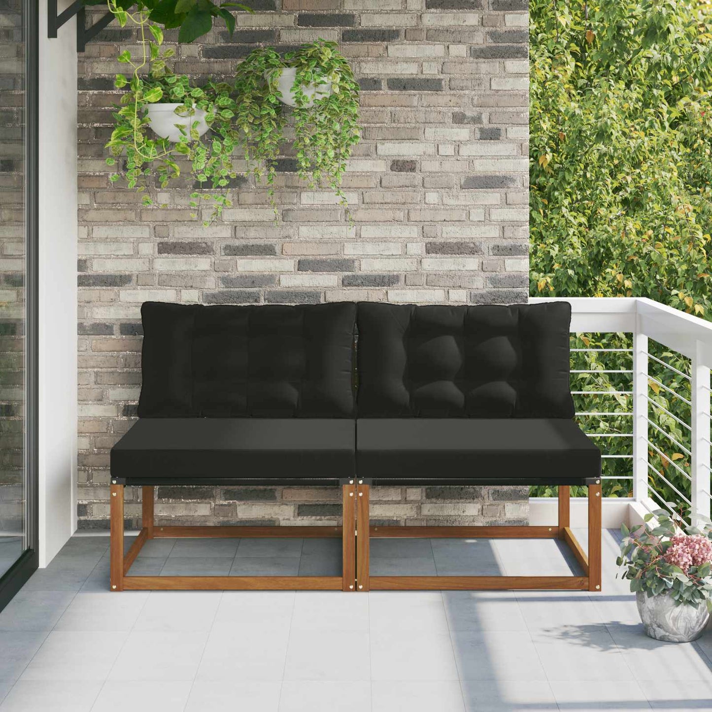 2 Stuk Buiten Midden Sofa Massief Acaciahout en Textilene is nu te koop bij PeponiXL, paradijselijk wonen!