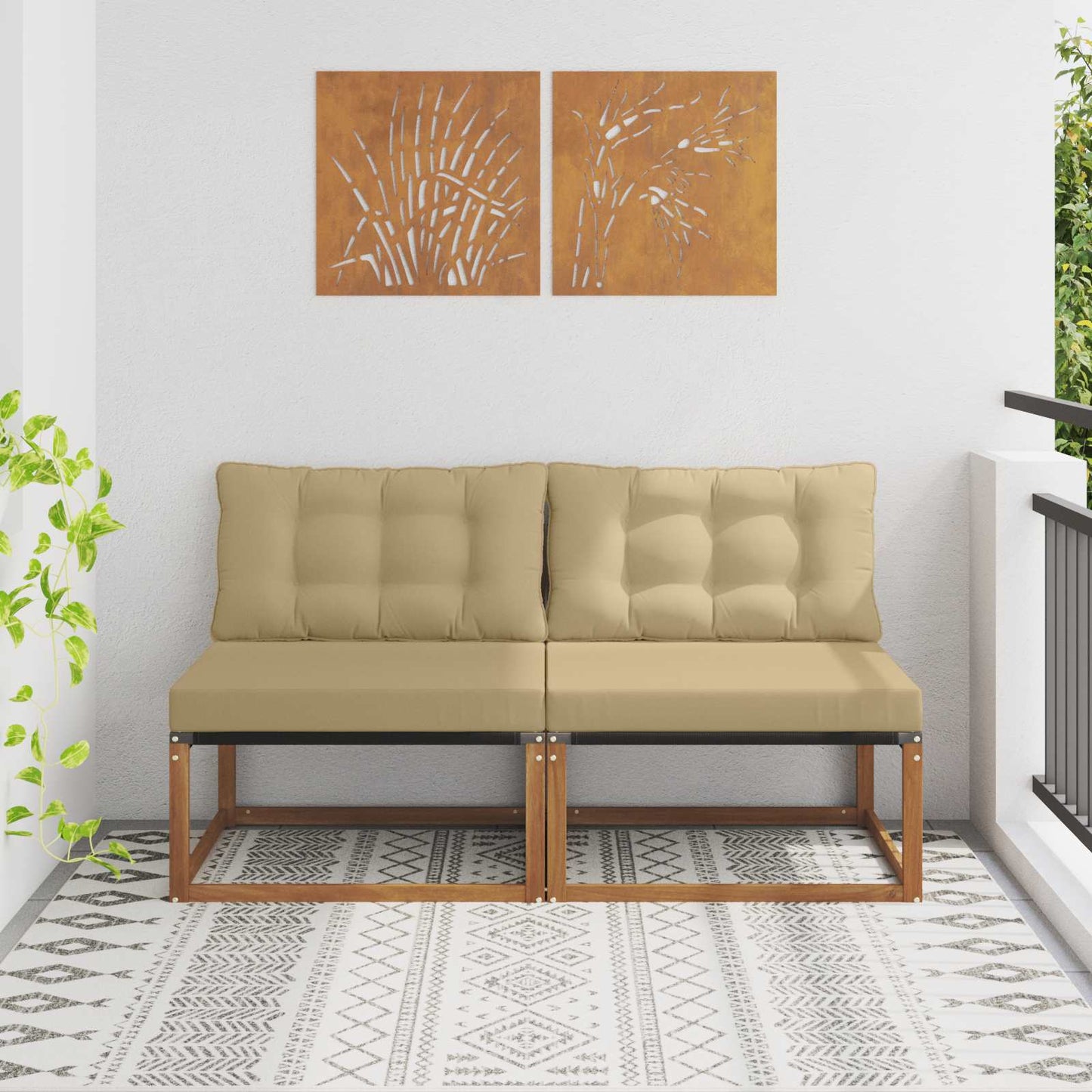 2 Stuk Buiten Midden Sofa Massief Acaciahout en Textilene is nu te koop bij PeponiXL, paradijselijk wonen!