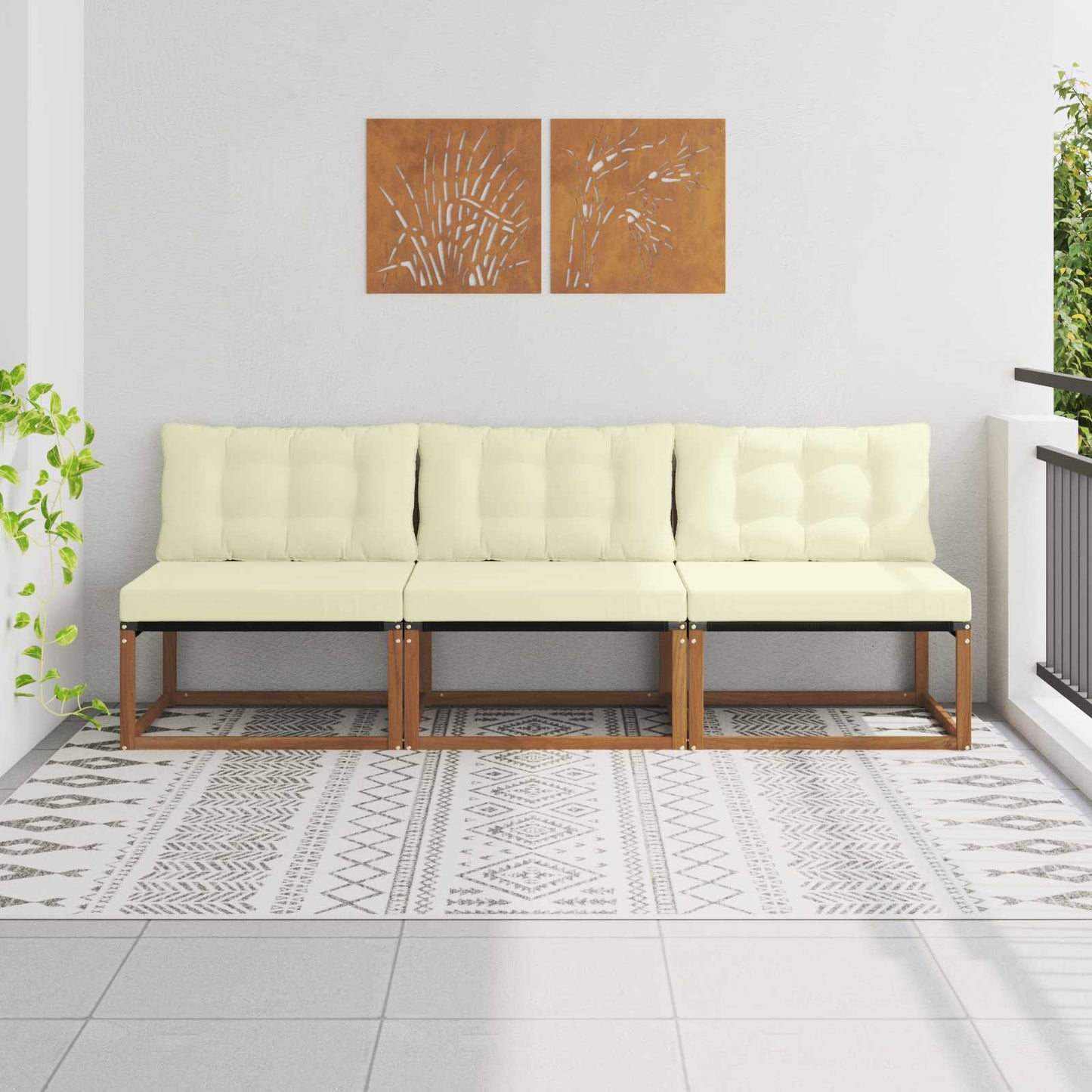 3 Stuk Buiten Midden Sofa Massief Acaciahout en Textilene is nu te koop bij PeponiXL, paradijselijk wonen!