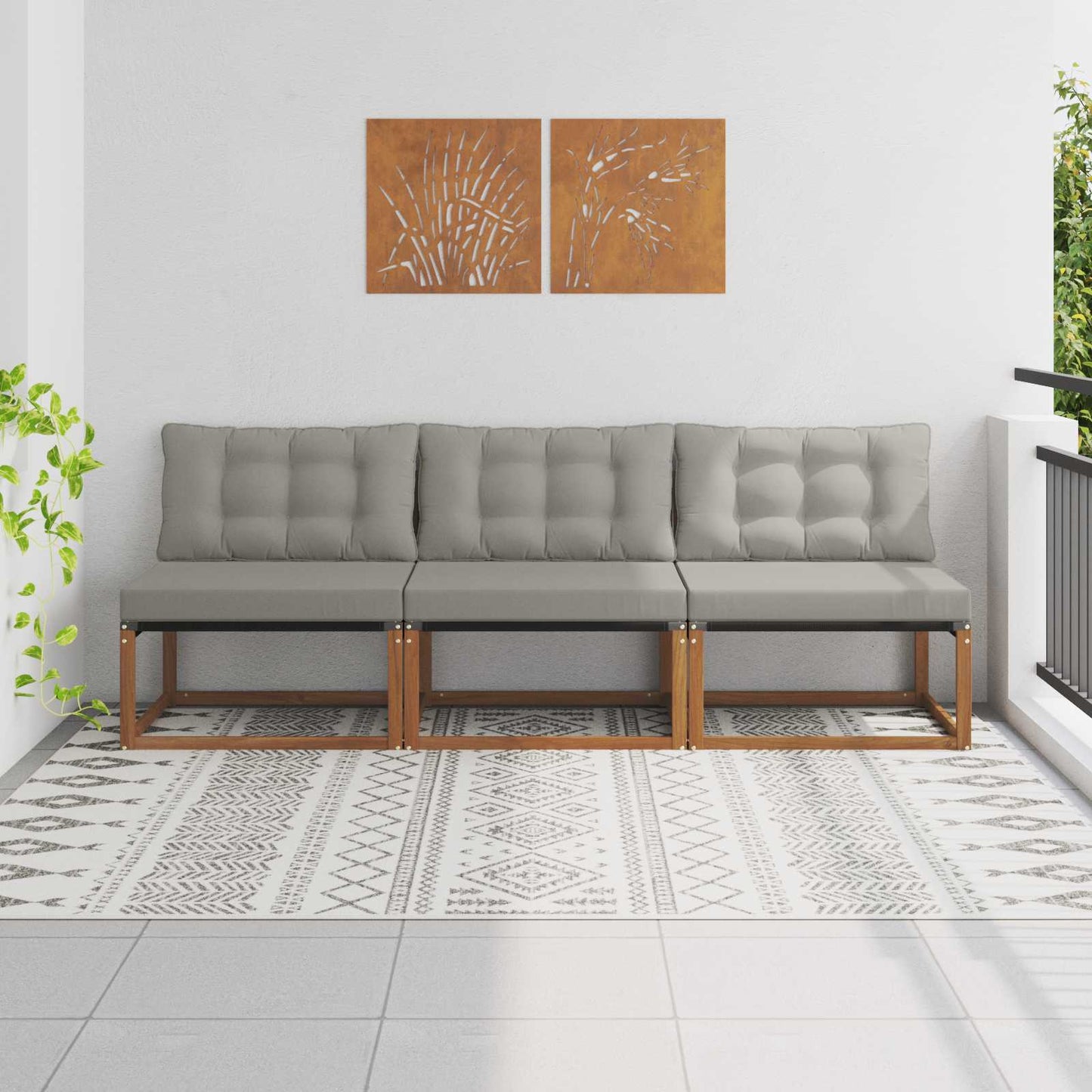3 Stuk Buiten Midden Sofa Massief Acaciahout en Textilene is nu te koop bij PeponiXL, paradijselijk wonen!