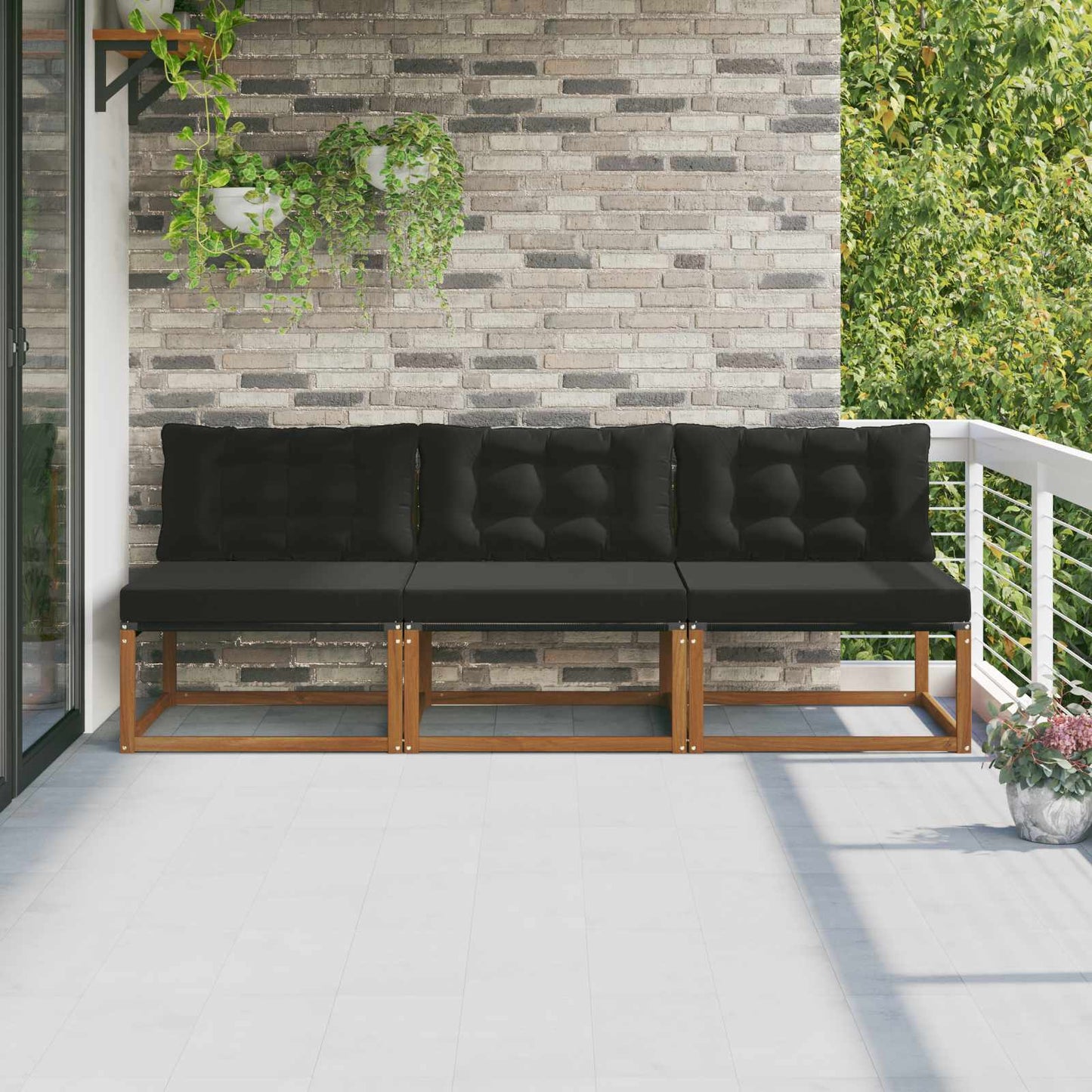 3 Stuk Buiten Midden Sofa Massief Acaciahout en Textilene is nu te koop bij PeponiXL, paradijselijk wonen!