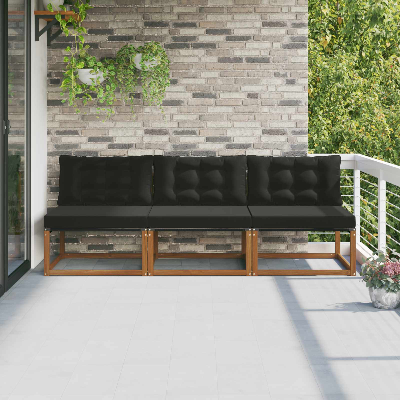 3 Stuk Buiten Midden Sofa Massief Acaciahout en Textilene is nu te koop bij PeponiXL, paradijselijk wonen!