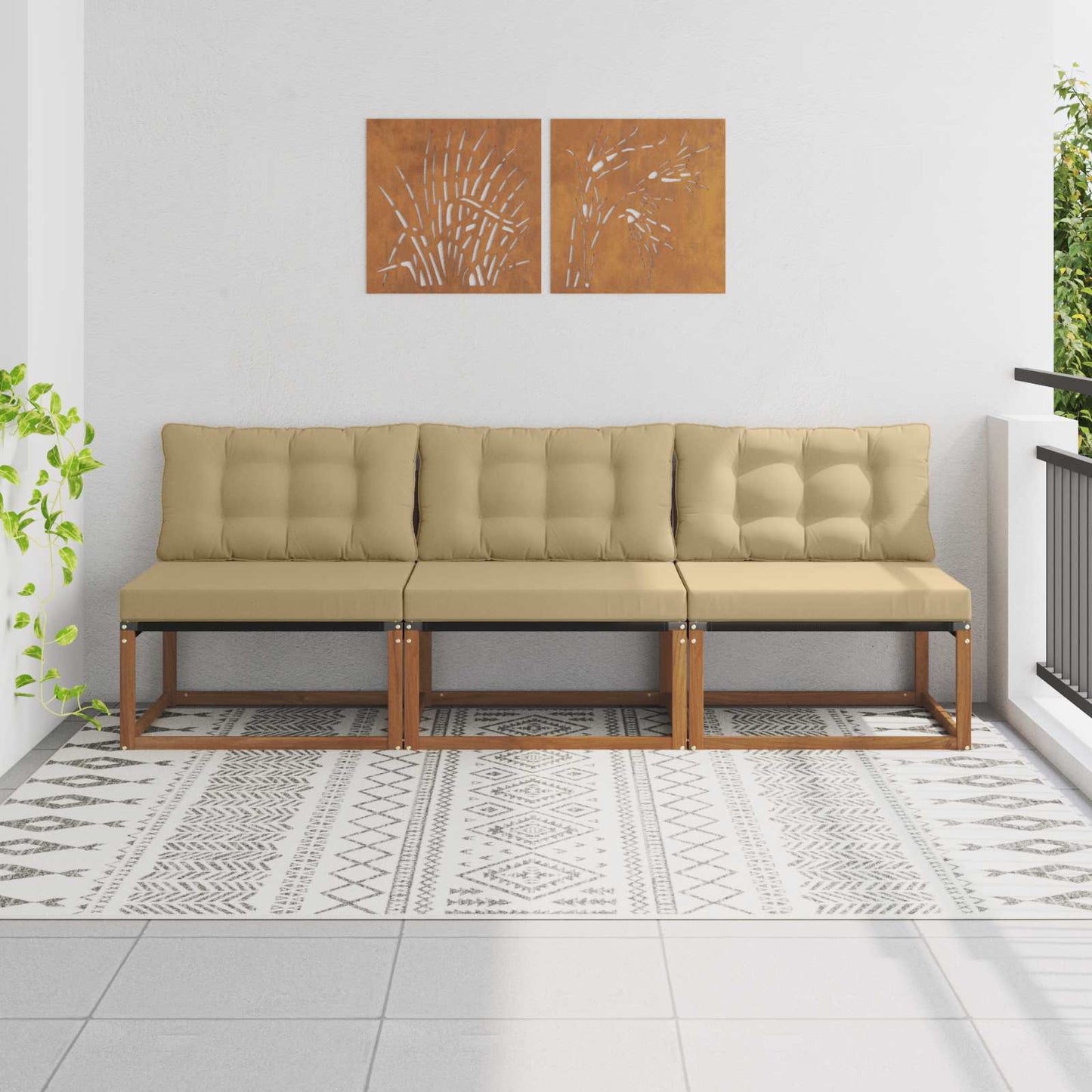 3 Stuk Buiten Midden Sofa Massief Acaciahout en Textilene is nu te koop bij PeponiXL, paradijselijk wonen!