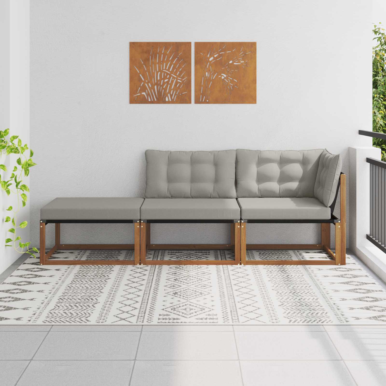 Sectie Sofa Eenheden met kussen 3 Stuk Naturel en lichtgrijs is nu te koop bij PeponiXL, paradijselijk wonen!