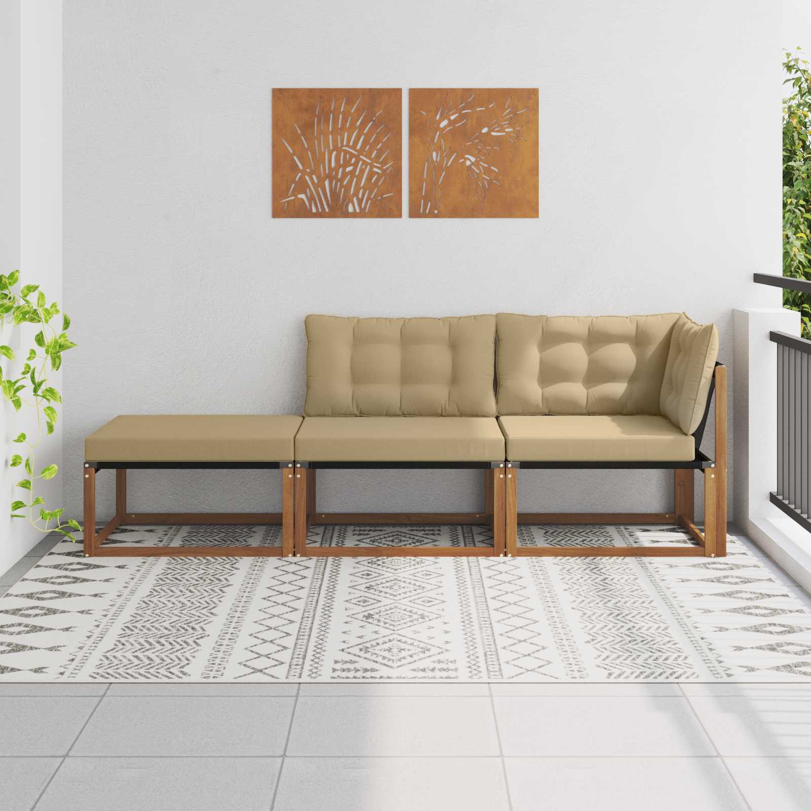 Tuin Sectiesofa Eenheden met kussen 3 Stuk Naturel is nu te koop bij PeponiXL, paradijselijk wonen!