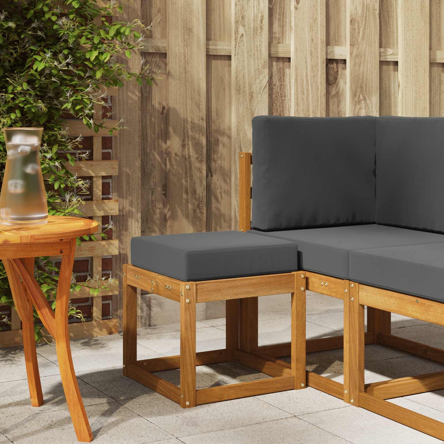 Stoelbank met kussen Natuurlijk en Antraciet 43 x 43 x 37 cm is nu te koop bij PeponiXL, paradijselijk wonen!