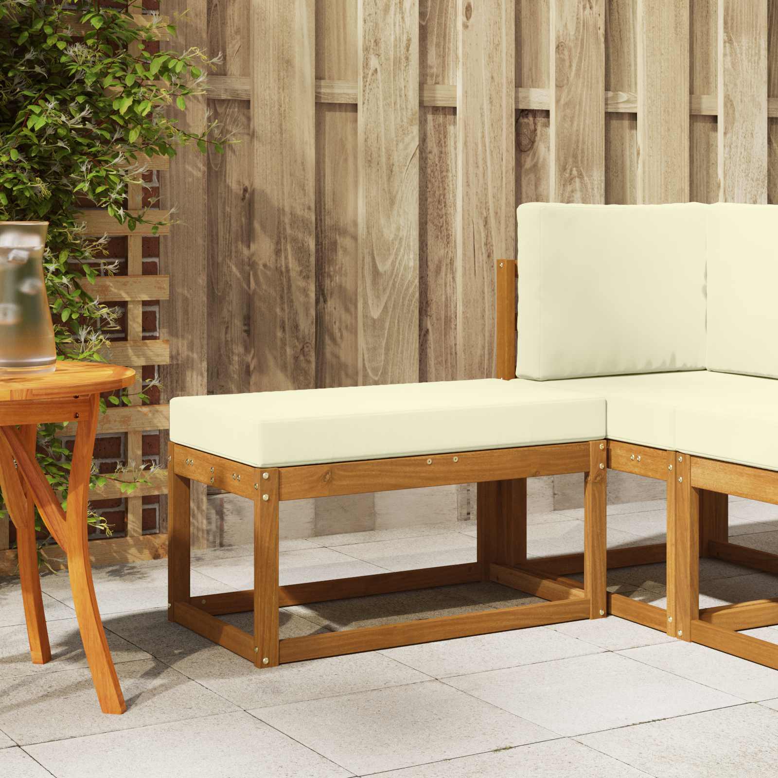 Buiten Krukbank met kussen Natuurlijk en Crème 79 x 43 x 37 cm is nu te koop bij PeponiXL, paradijselijk wonen!